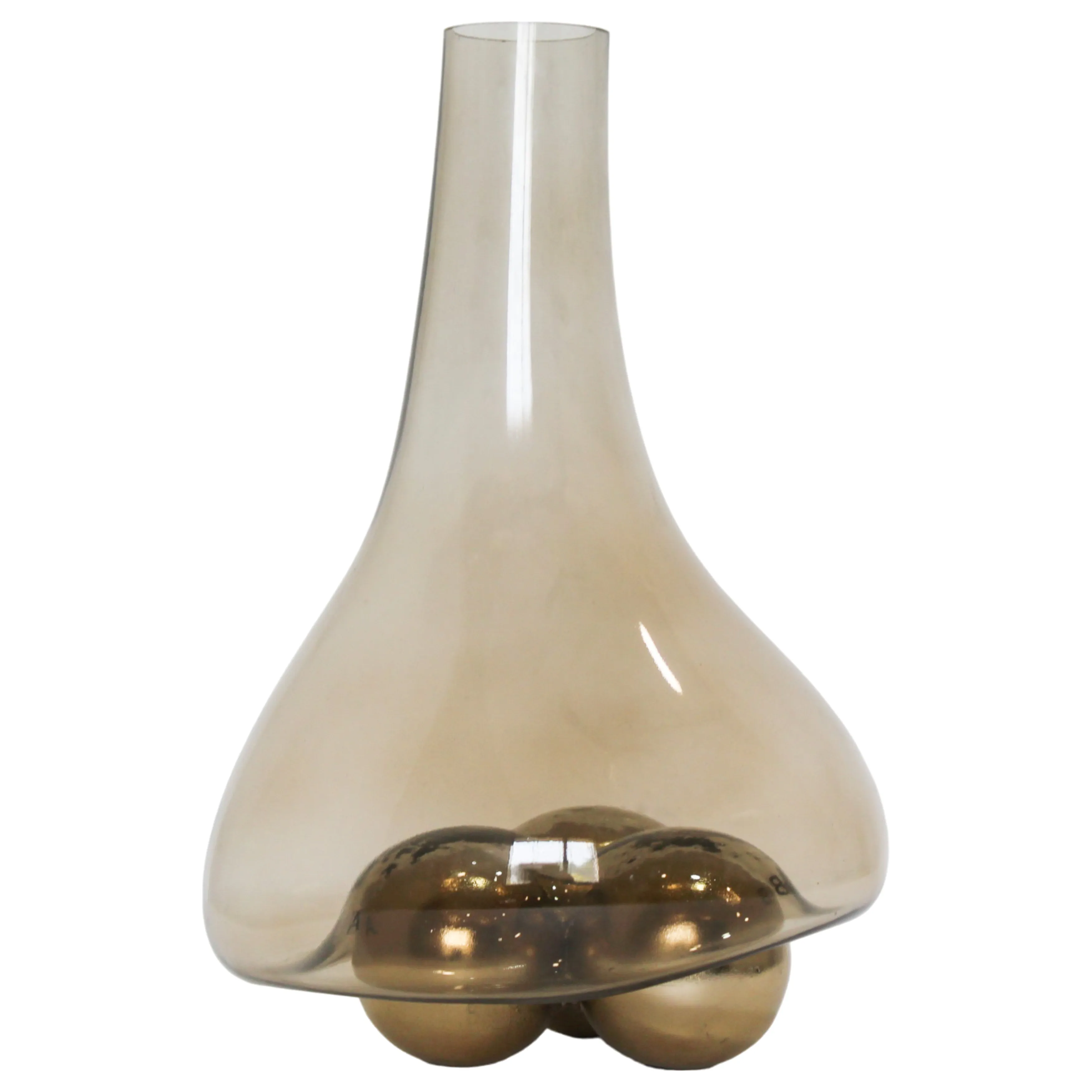16" Feline Small Glass  Vase With Metal Ball Base