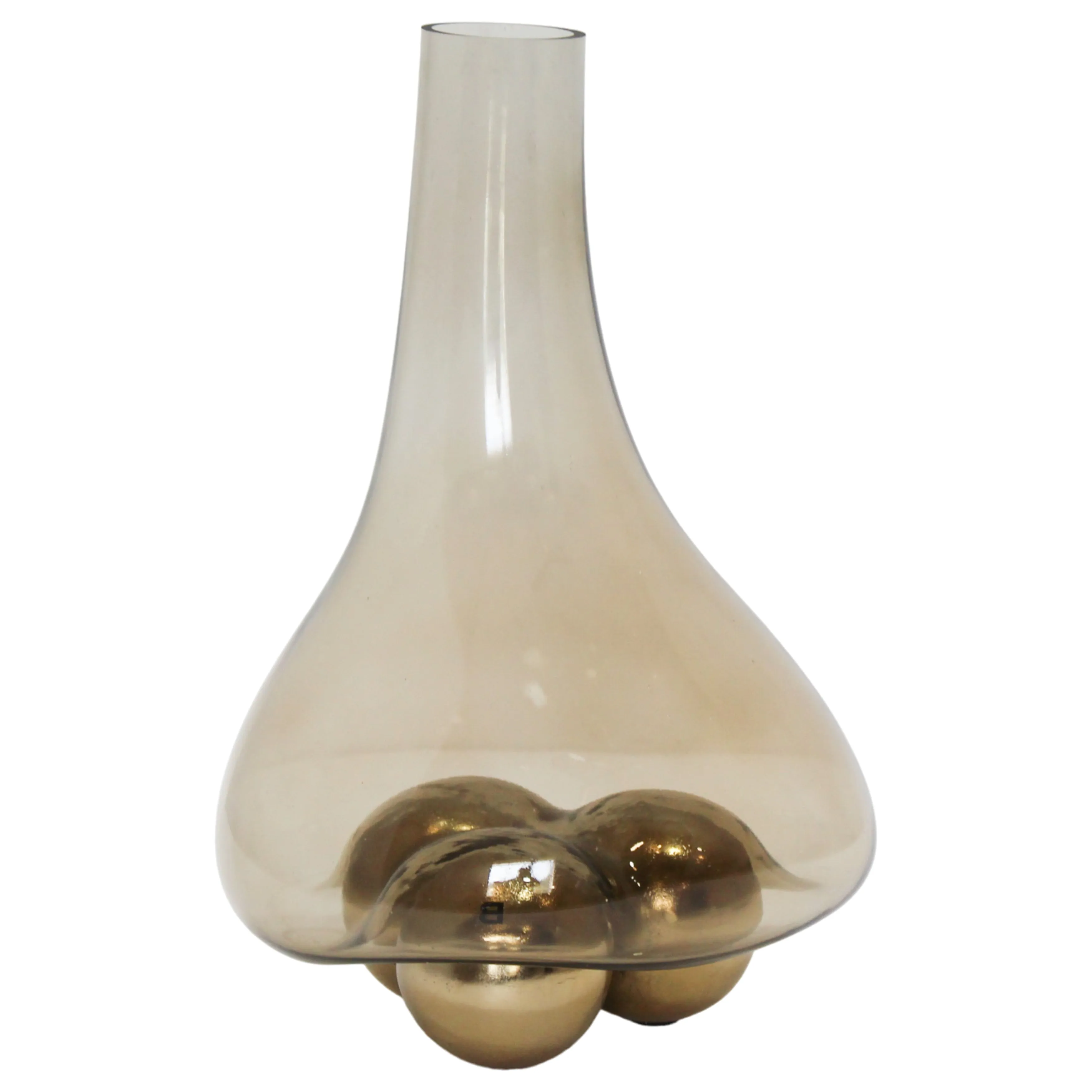 16" Feline Small Glass  Vase With Metal Ball Base