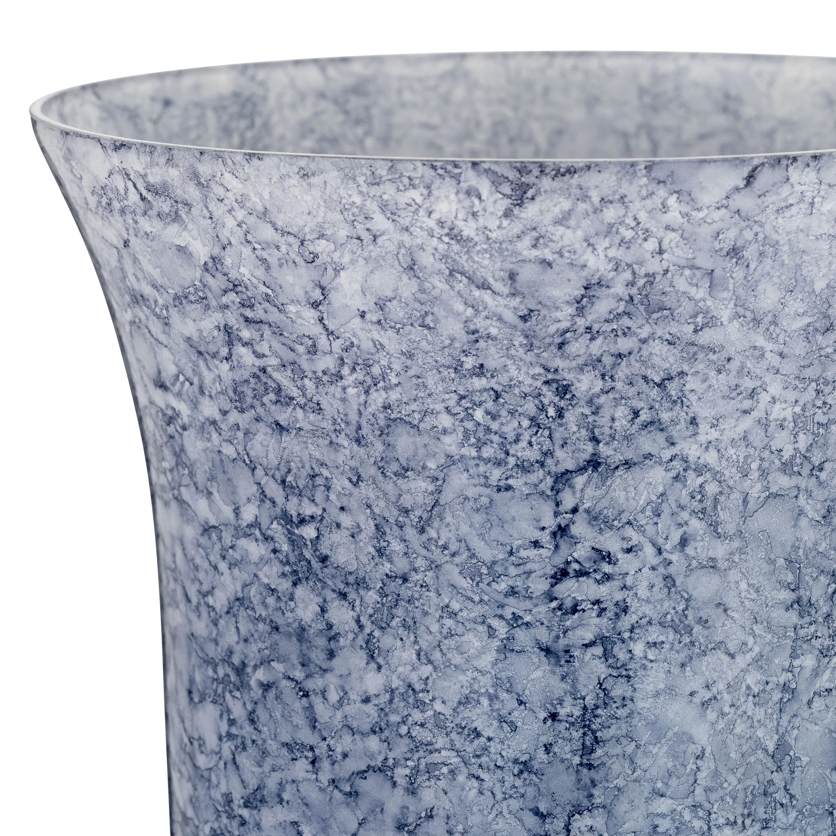 16", GLASS VASE W/METAL BASE, BLUE