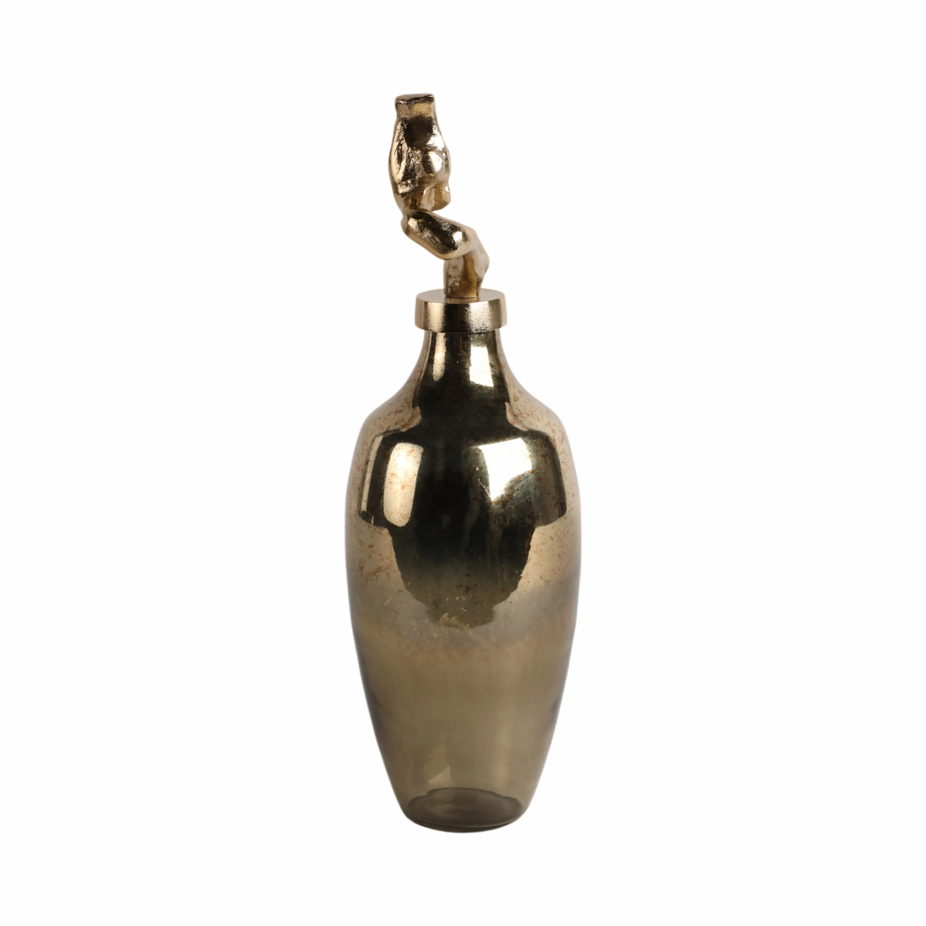 16" Lusaka Sm Glass Bottle, Gold