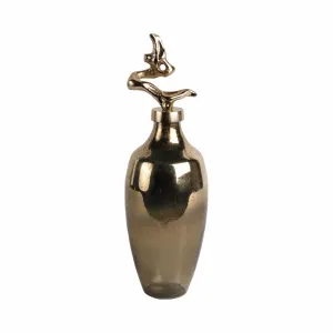 16" Lusaka Sm Glass Bottle, Gold