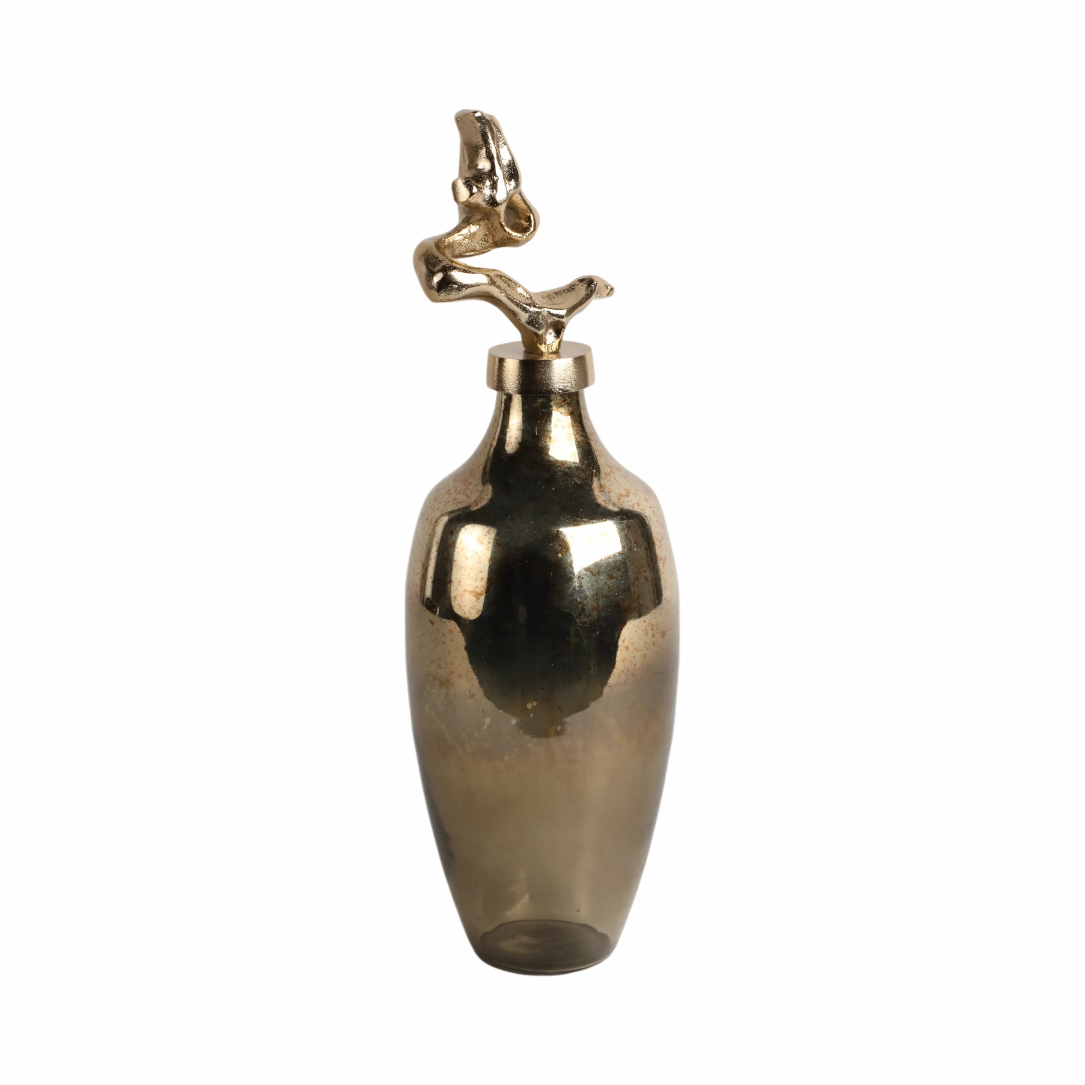 16" Lusaka Sm Glass Bottle, Gold