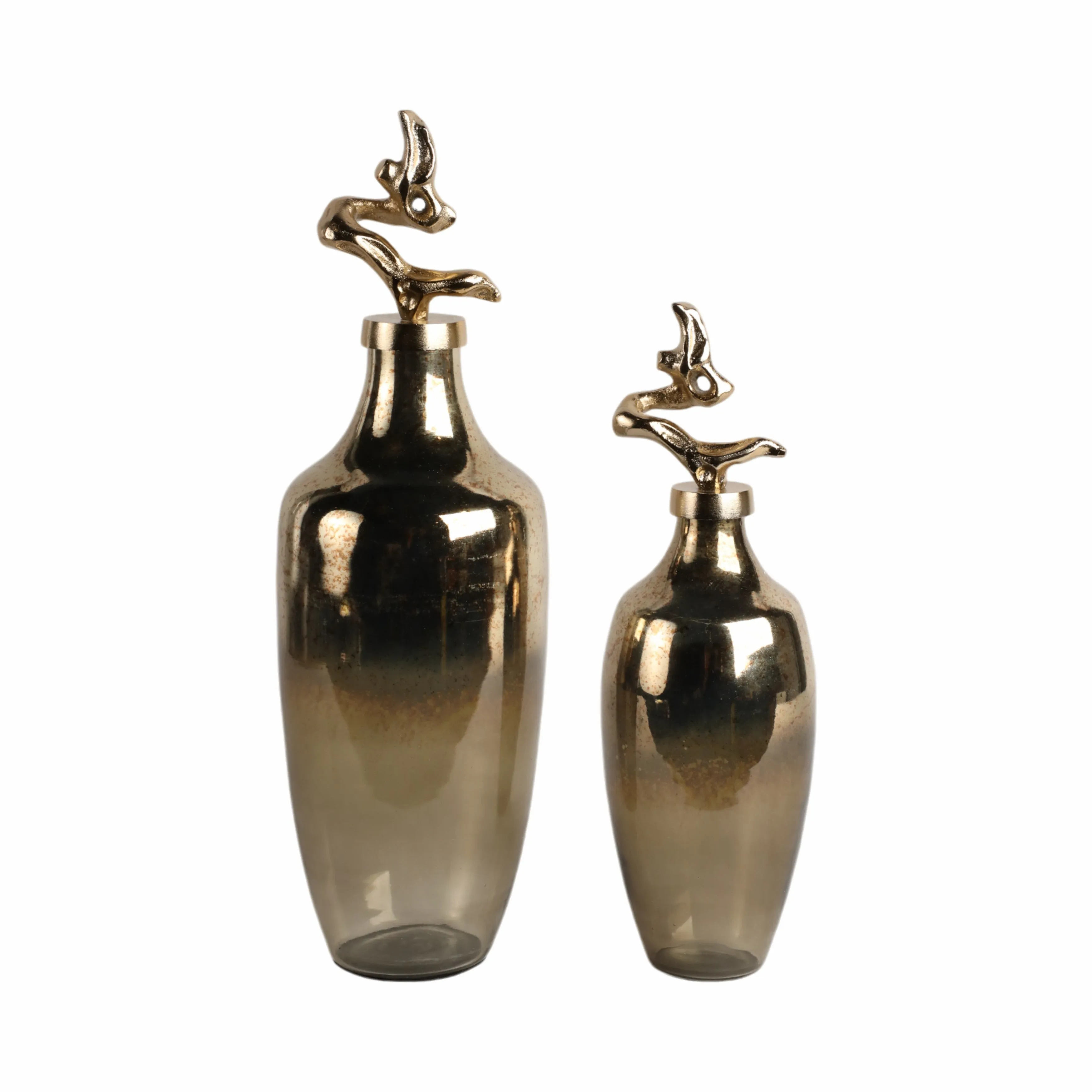 16" Lusaka Sm Glass Bottle, Gold
