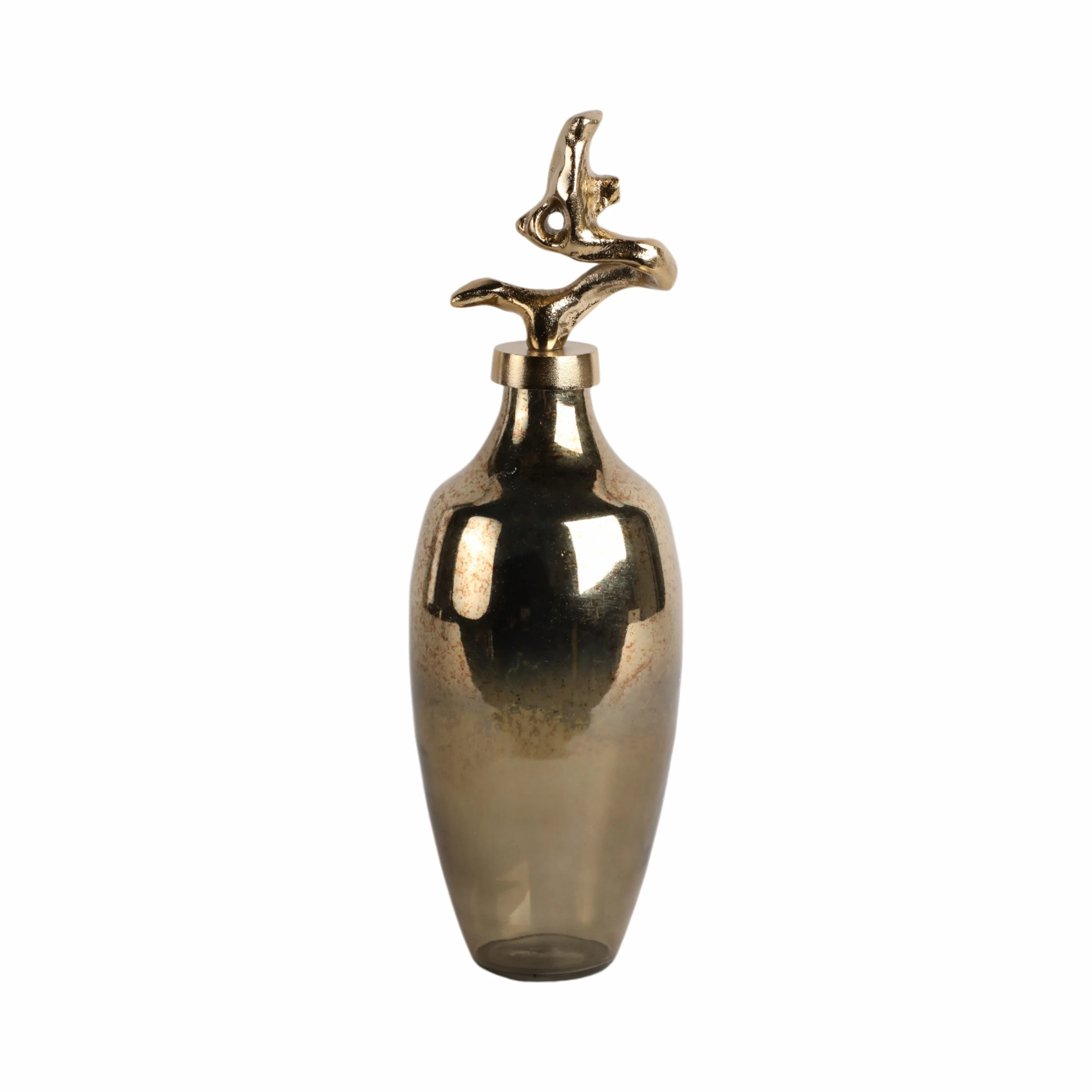 16" Lusaka Sm Glass Bottle, Gold