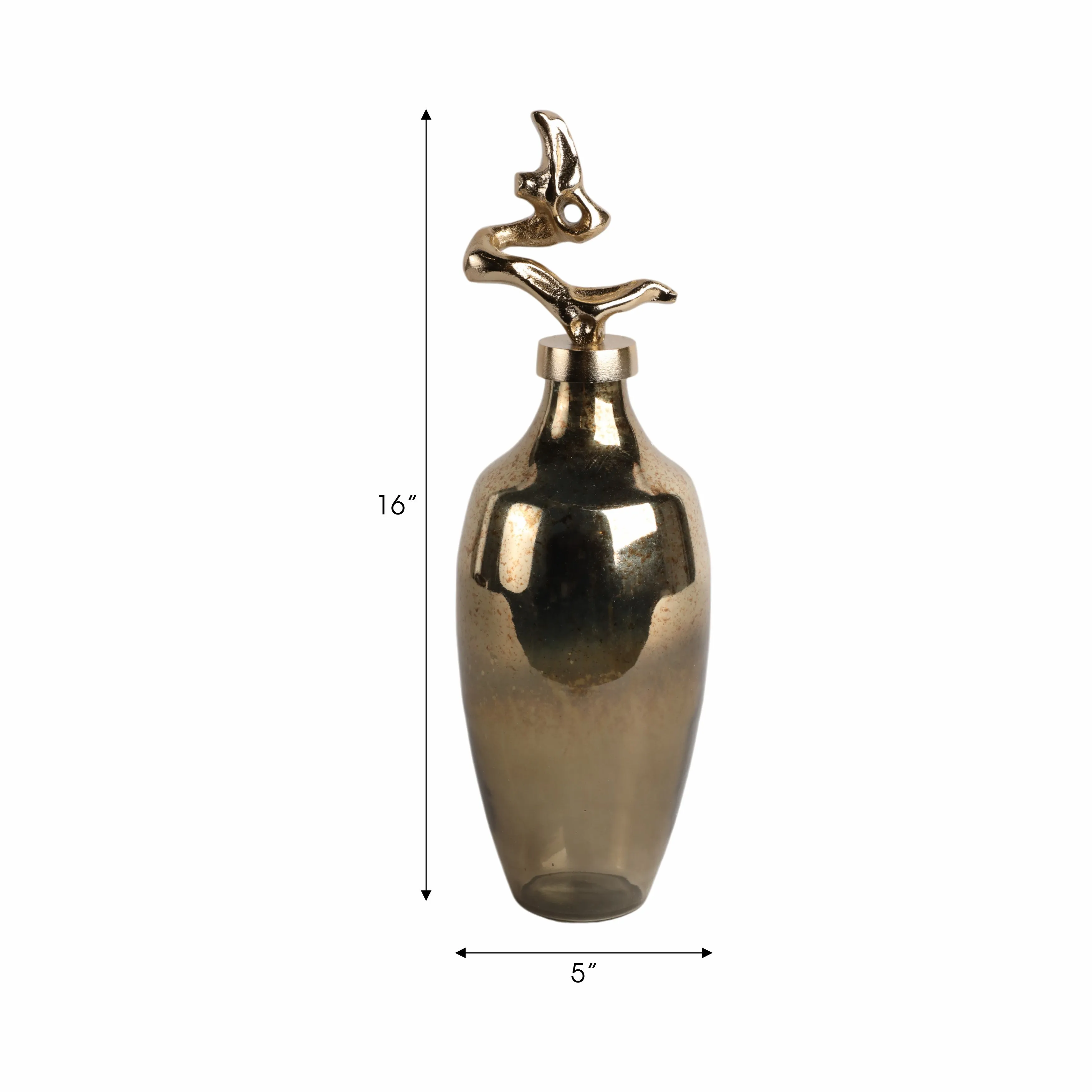 16" Lusaka Sm Glass Bottle, Gold