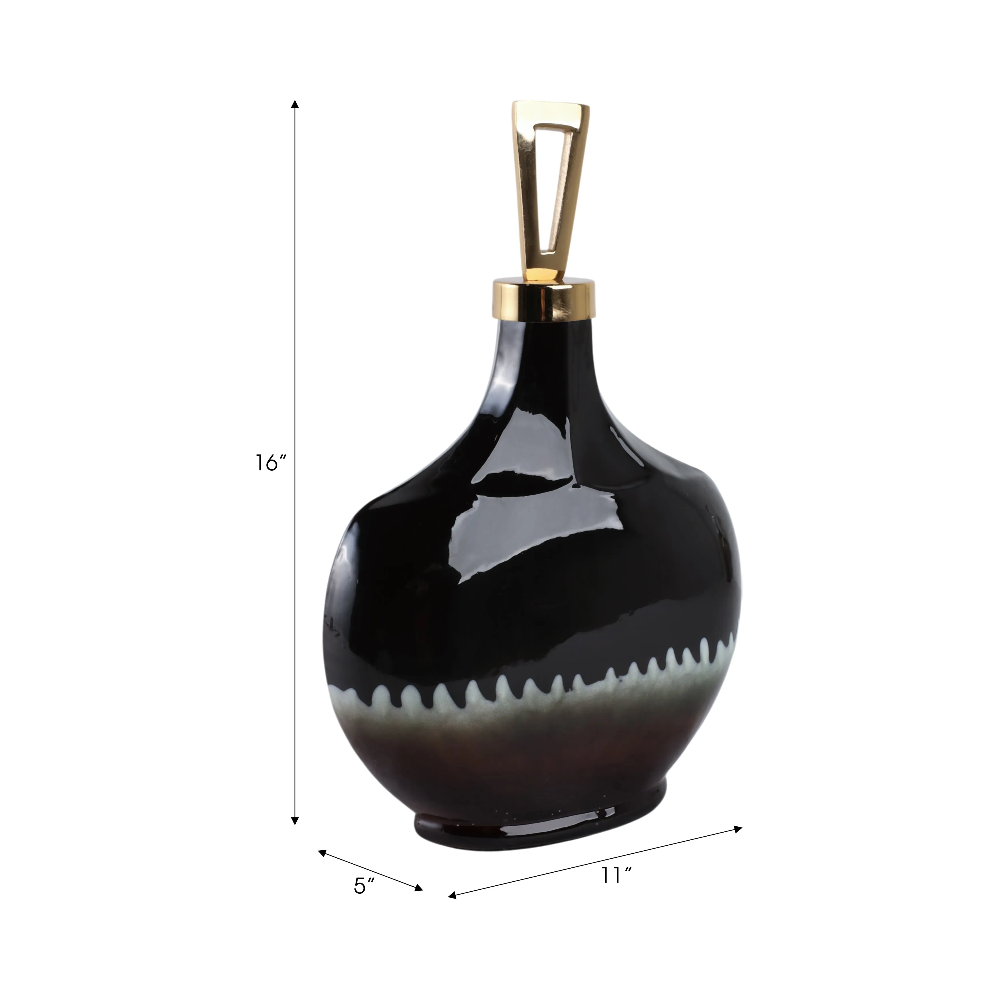 16" Oliver Small Tiger's Eye Stone And Metal Bottl