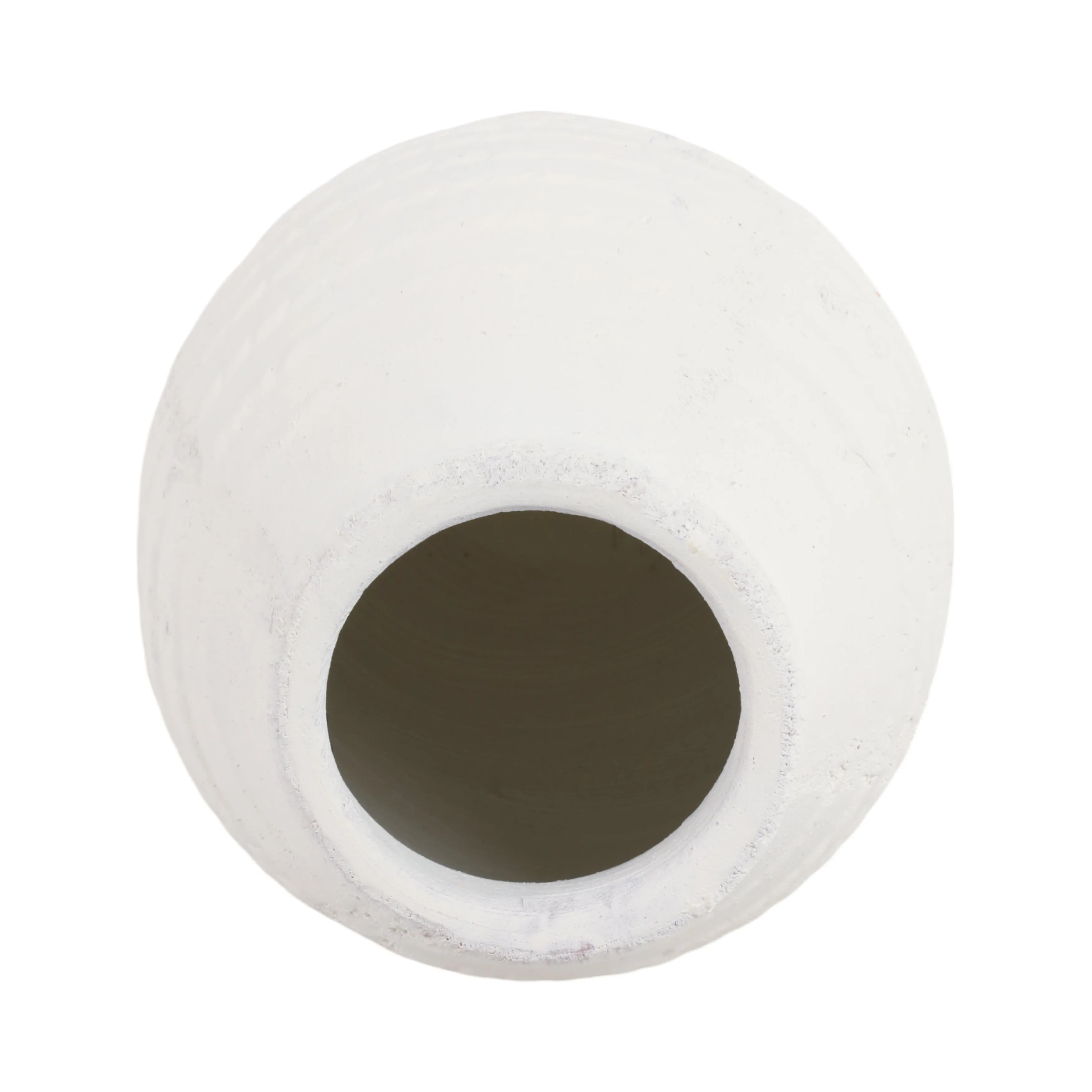 16" Rope Ribbed Terracotta Vase, White