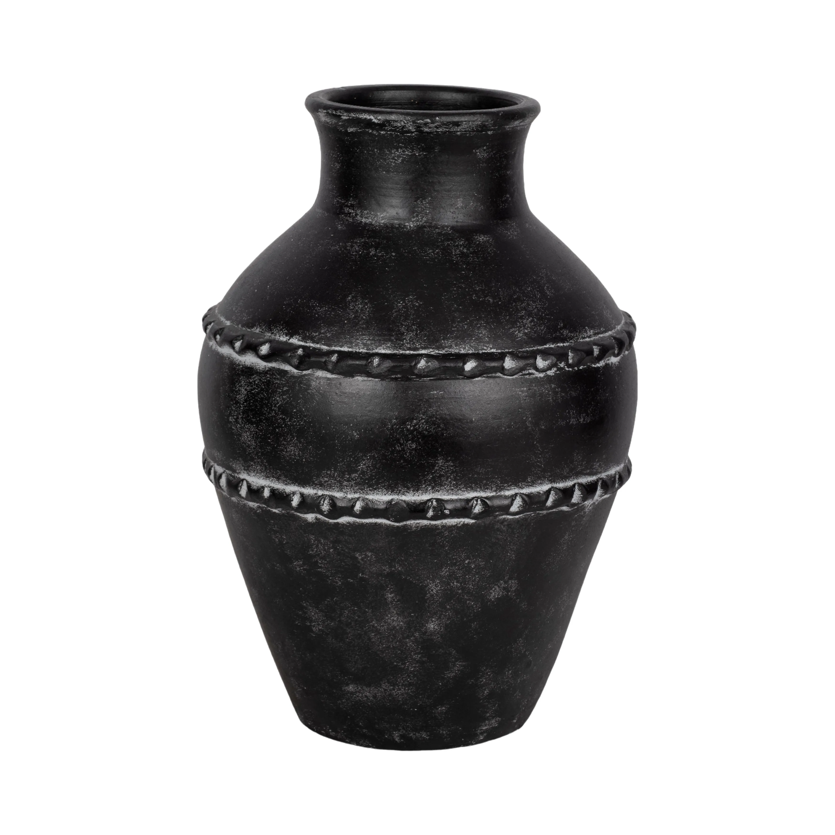 16" Traditional Terracotta Vase, Black
