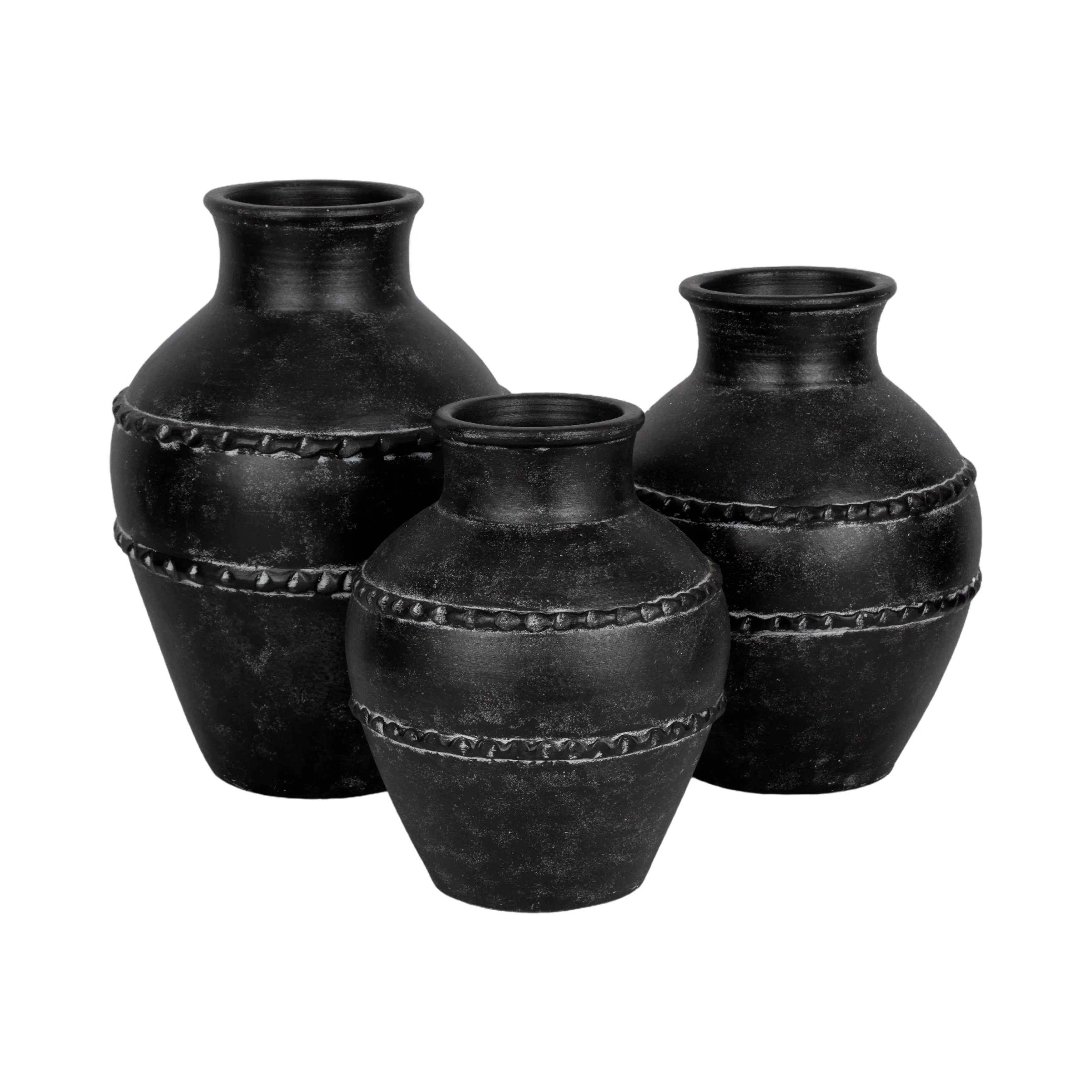 16" Traditional Terracotta Vase, Black