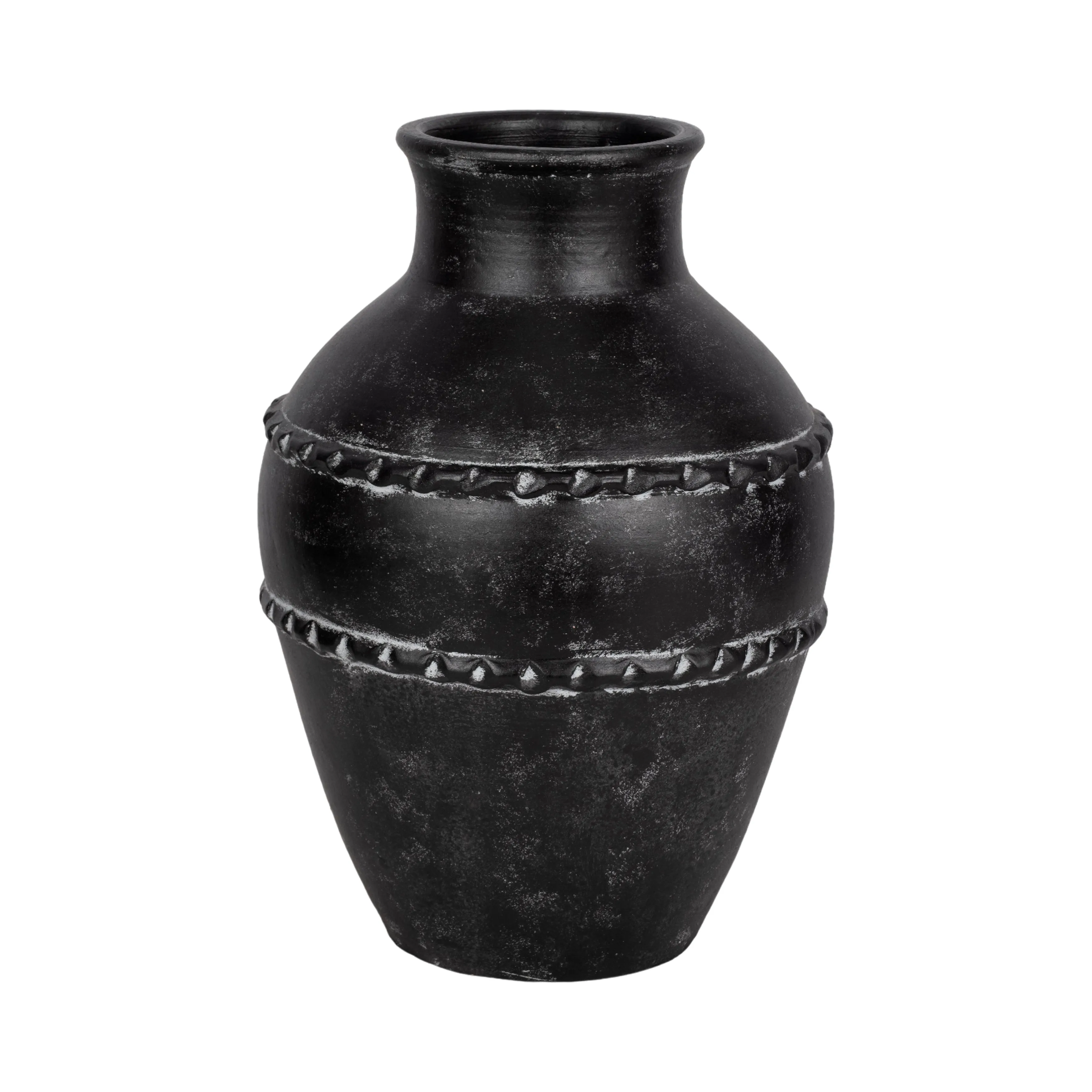 16" Traditional Terracotta Vase, Black