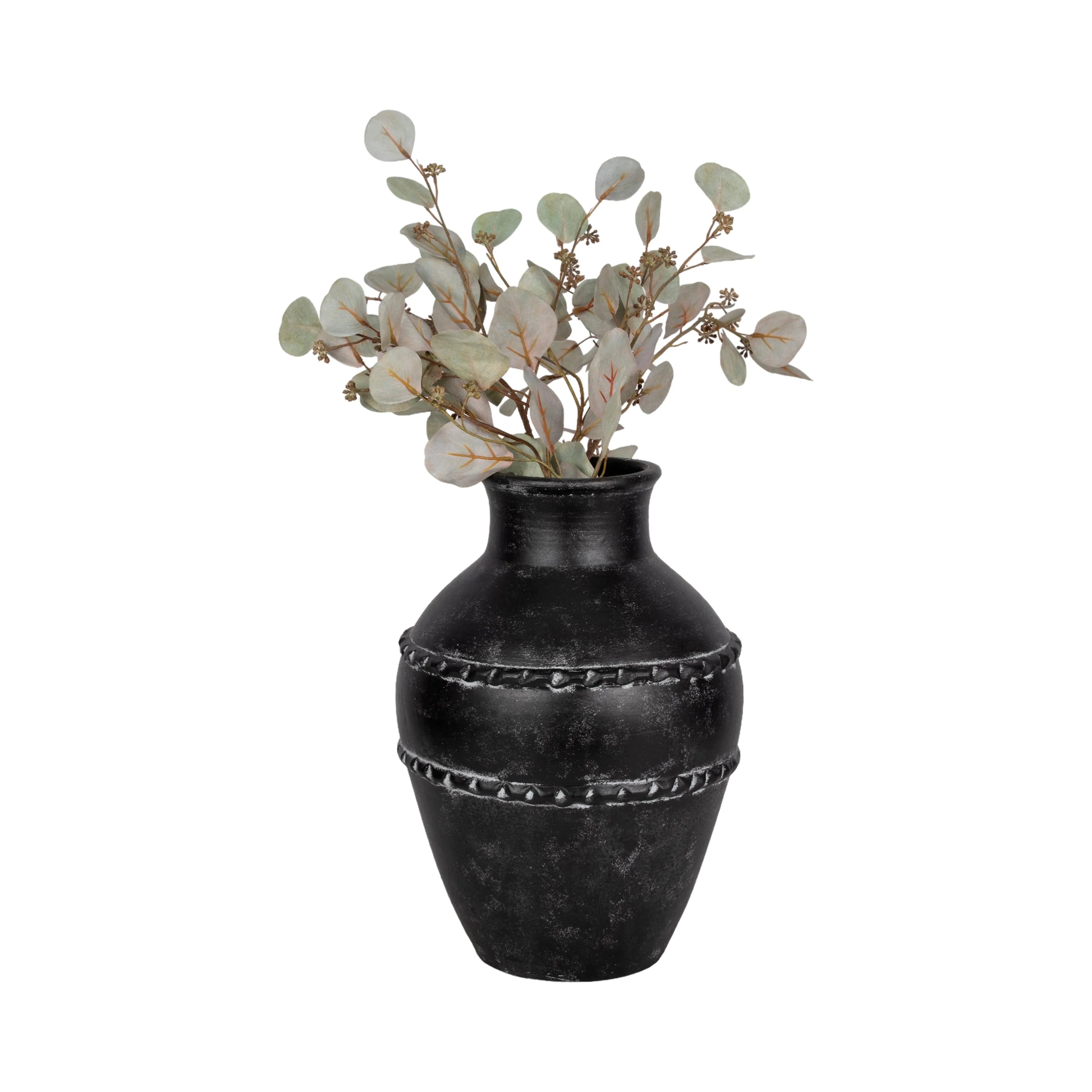 16" Traditional Terracotta Vase, Black