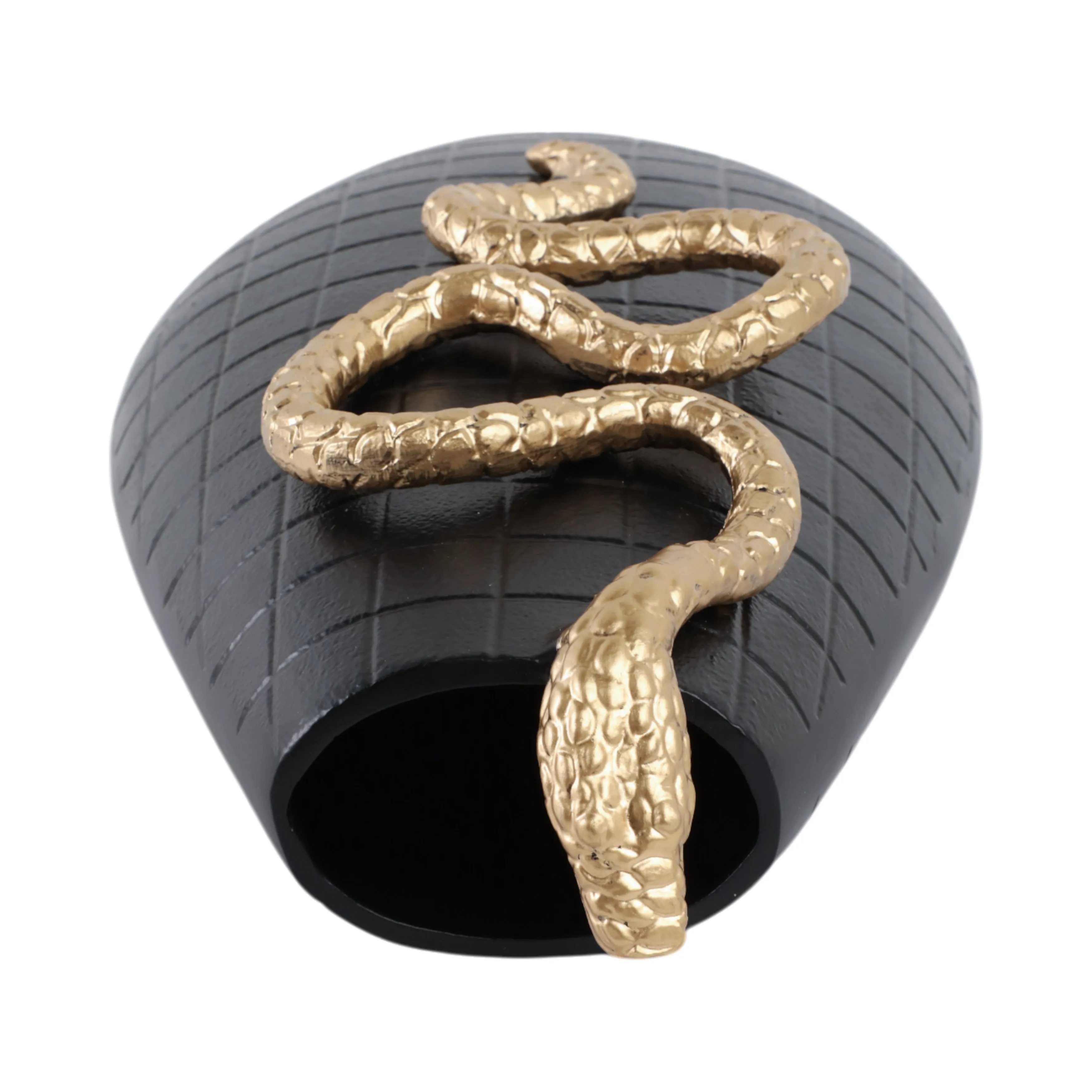 16x10" Curved Snake On Vase, Black/gold