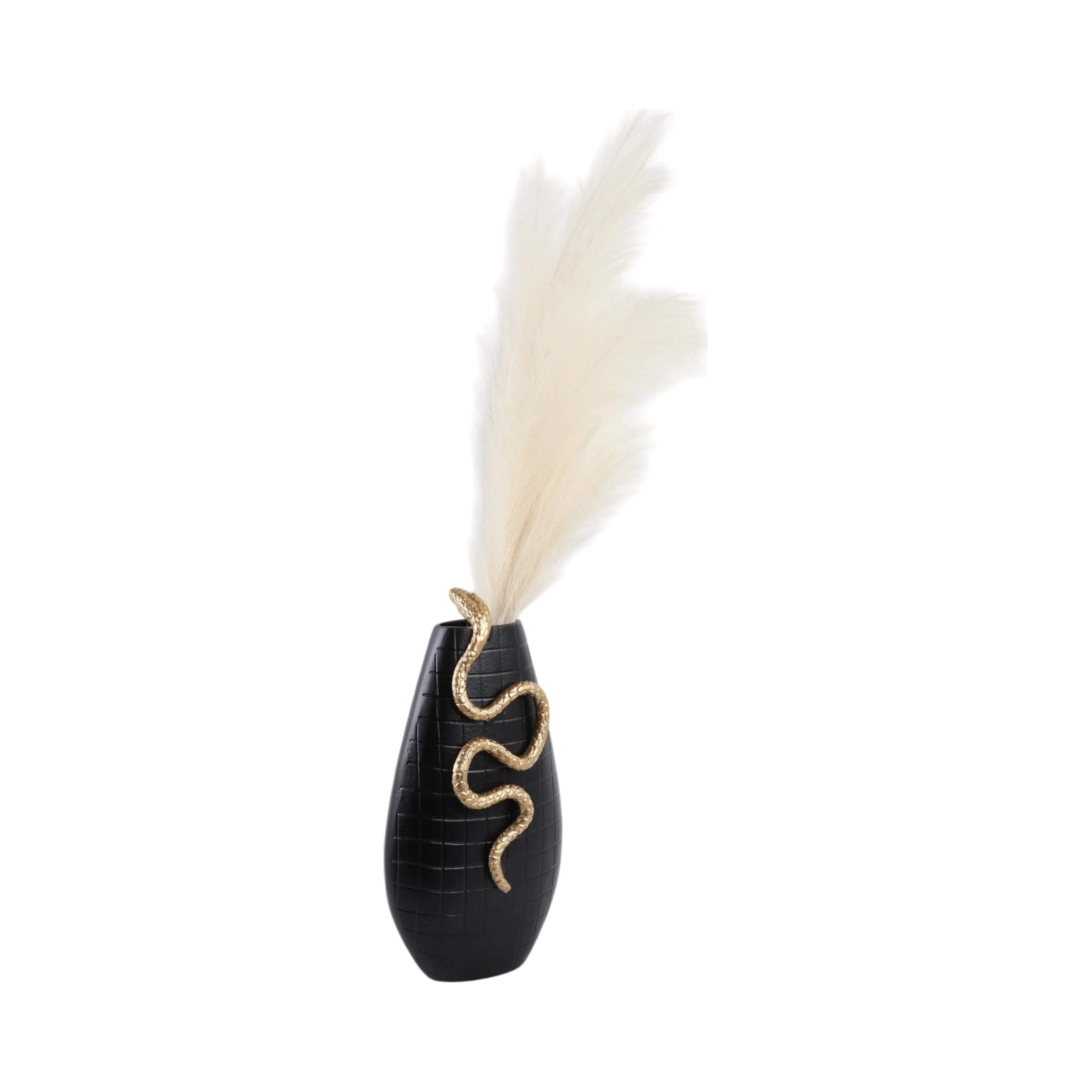 16x10" Curved Snake On Vase, Black/gold
