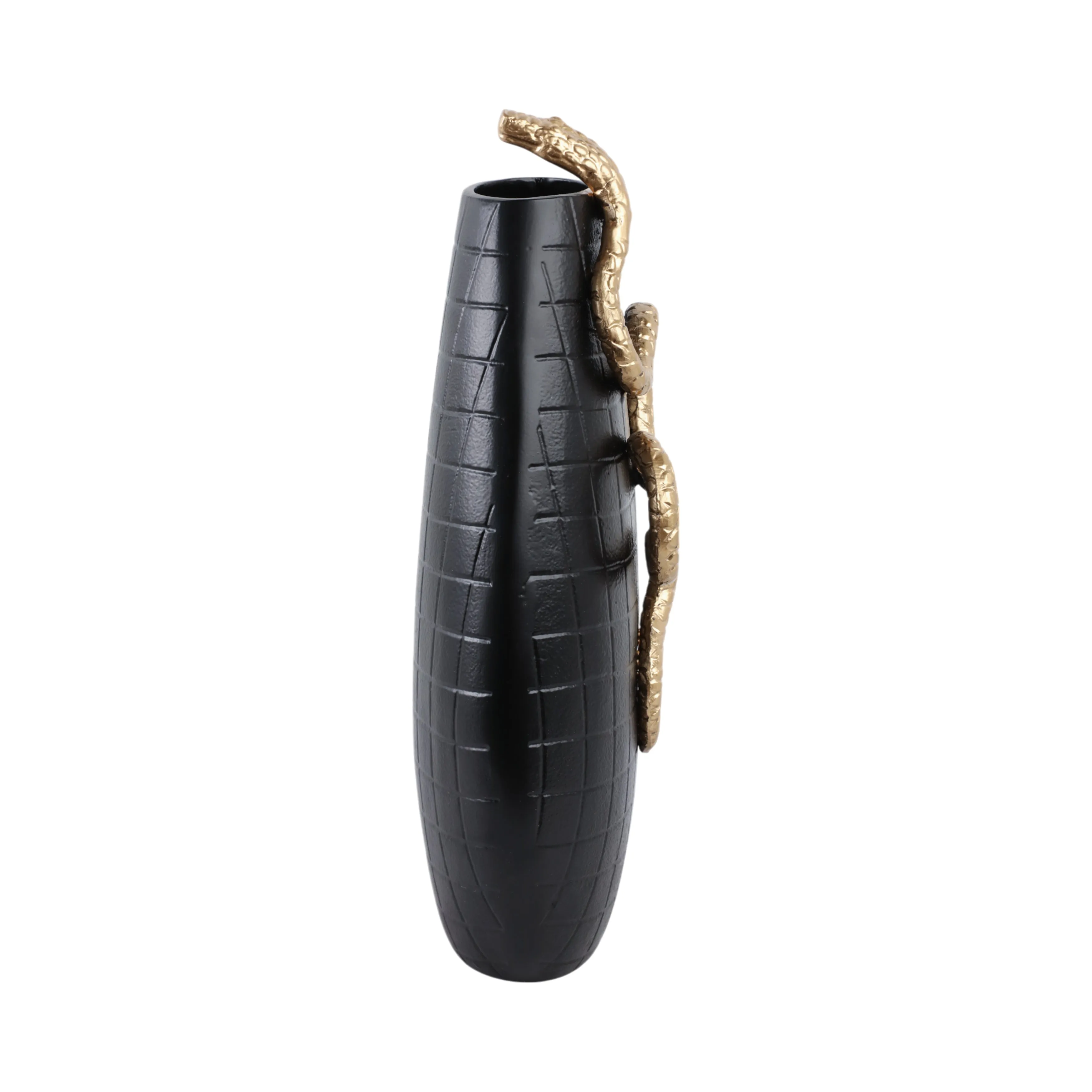 16x10" Curved Snake On Vase, Black/gold
