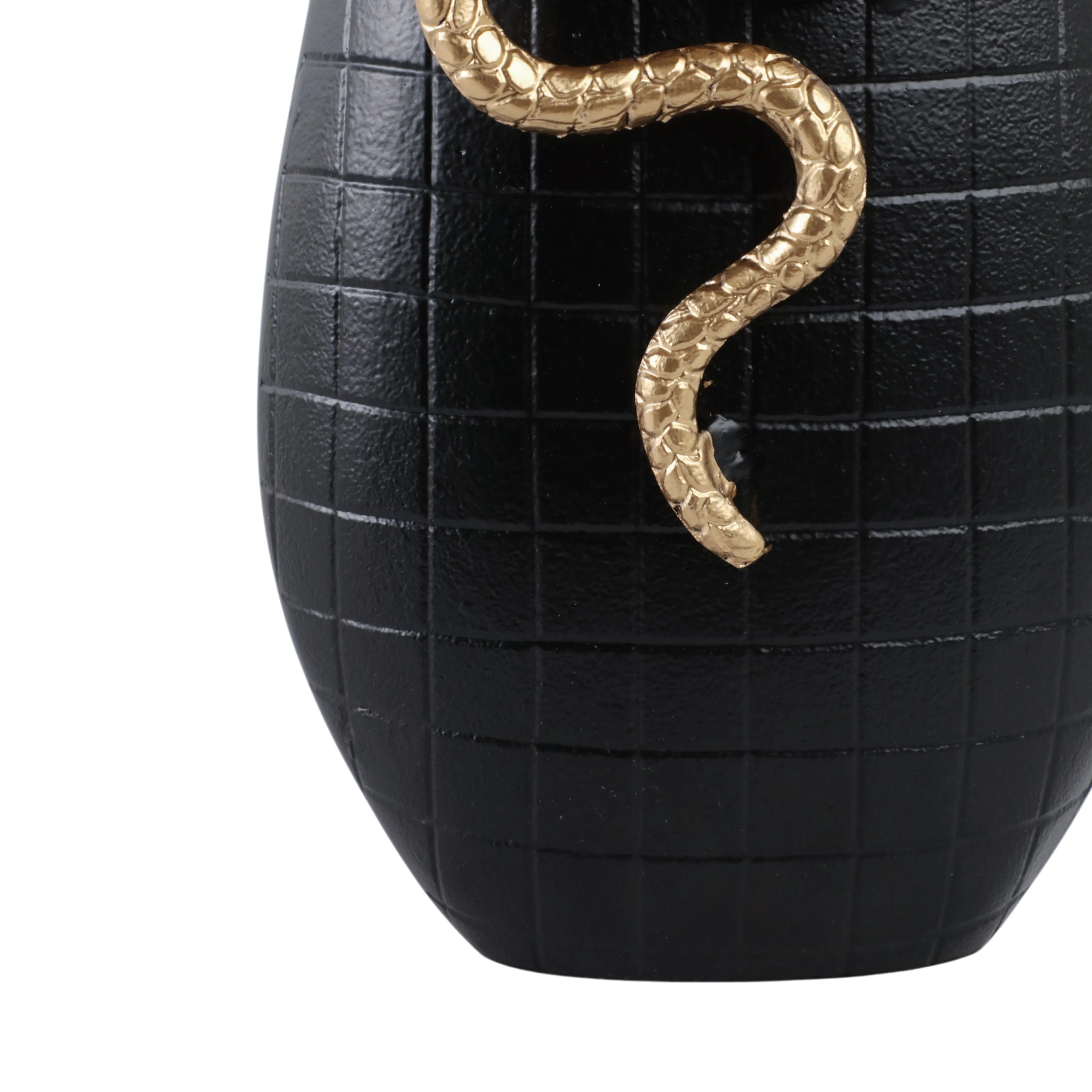 16x10" Curved Snake On Vase, Black/gold