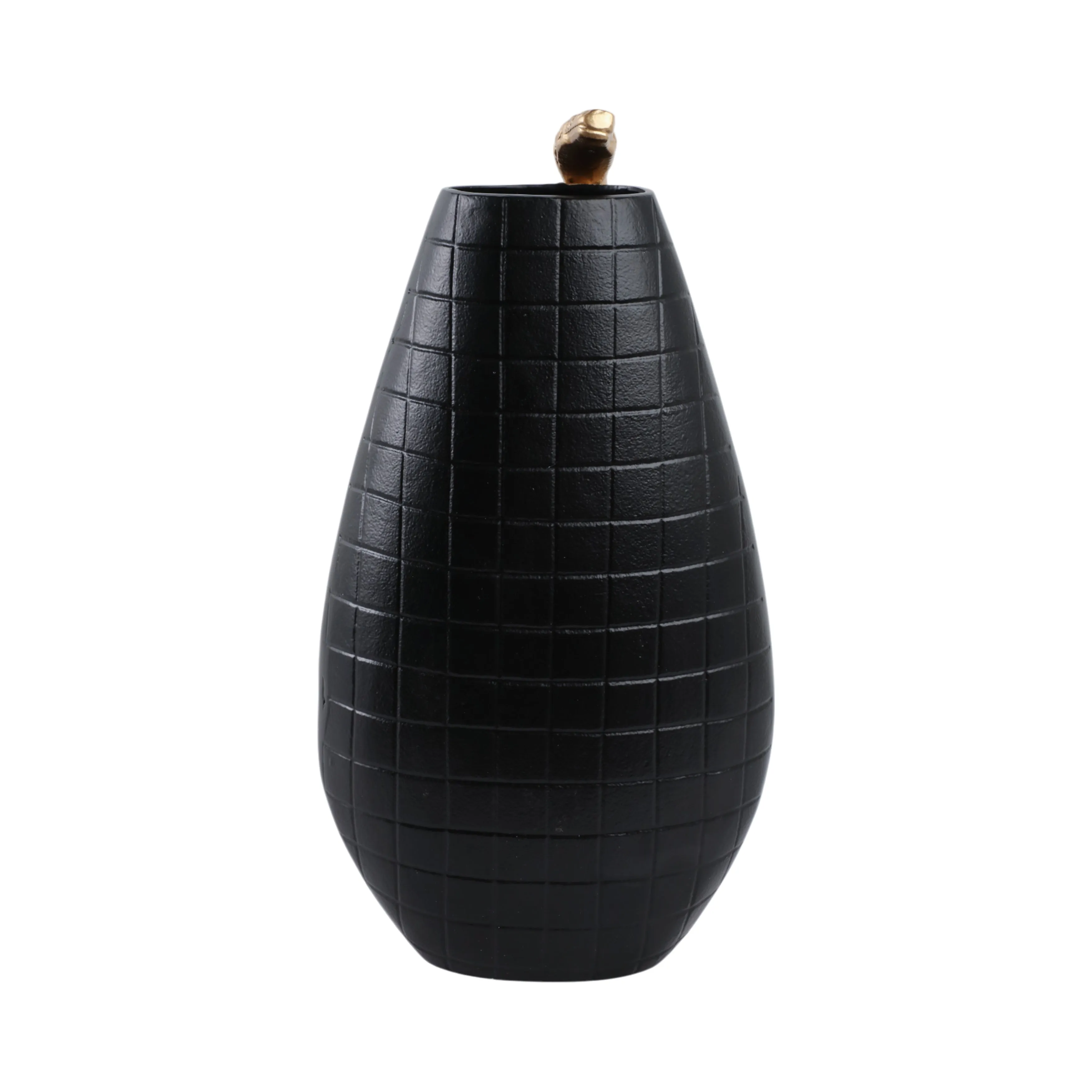 16x10" Curved Snake On Vase, Black/gold