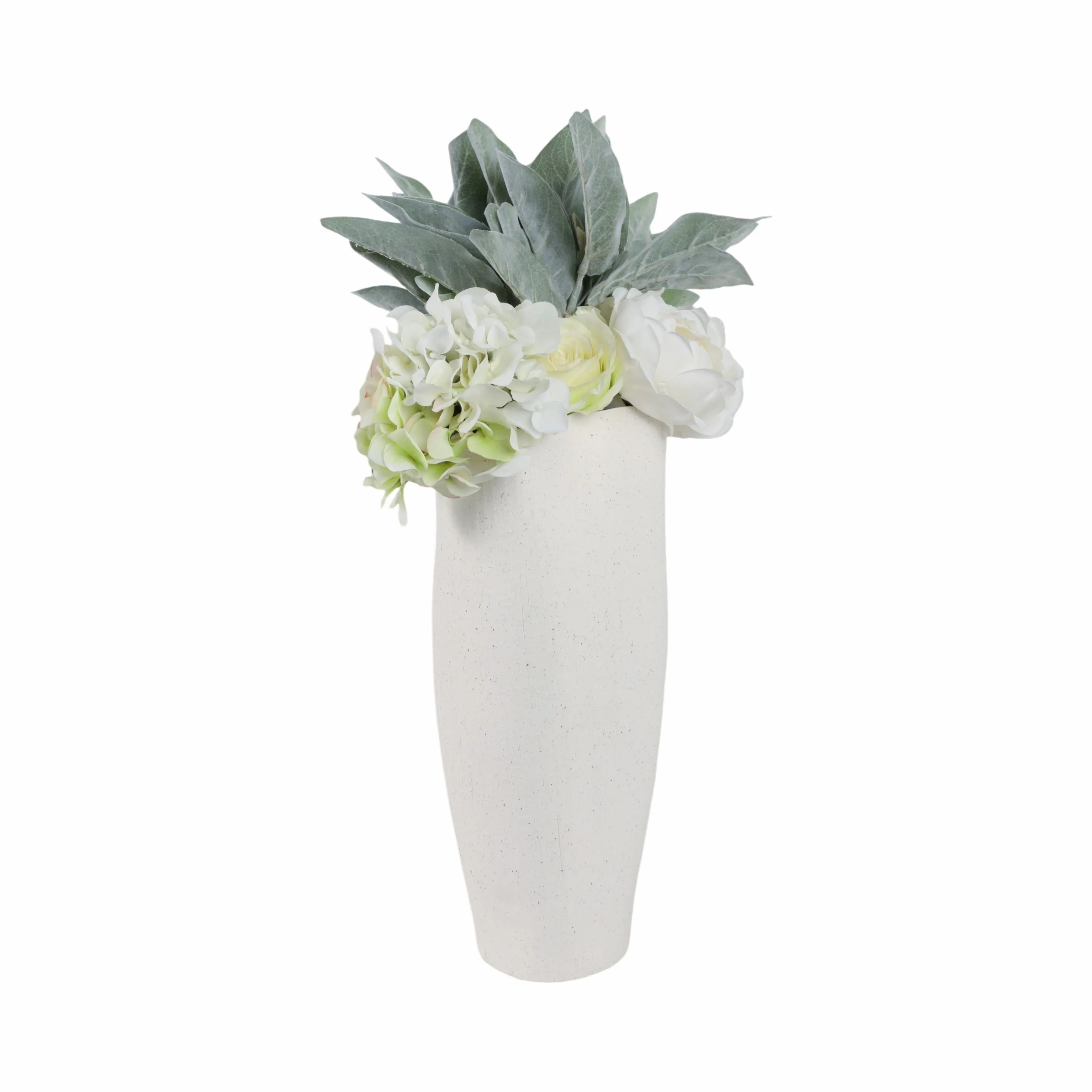 16x7" Textured Organic Vase Reactive Inside, White