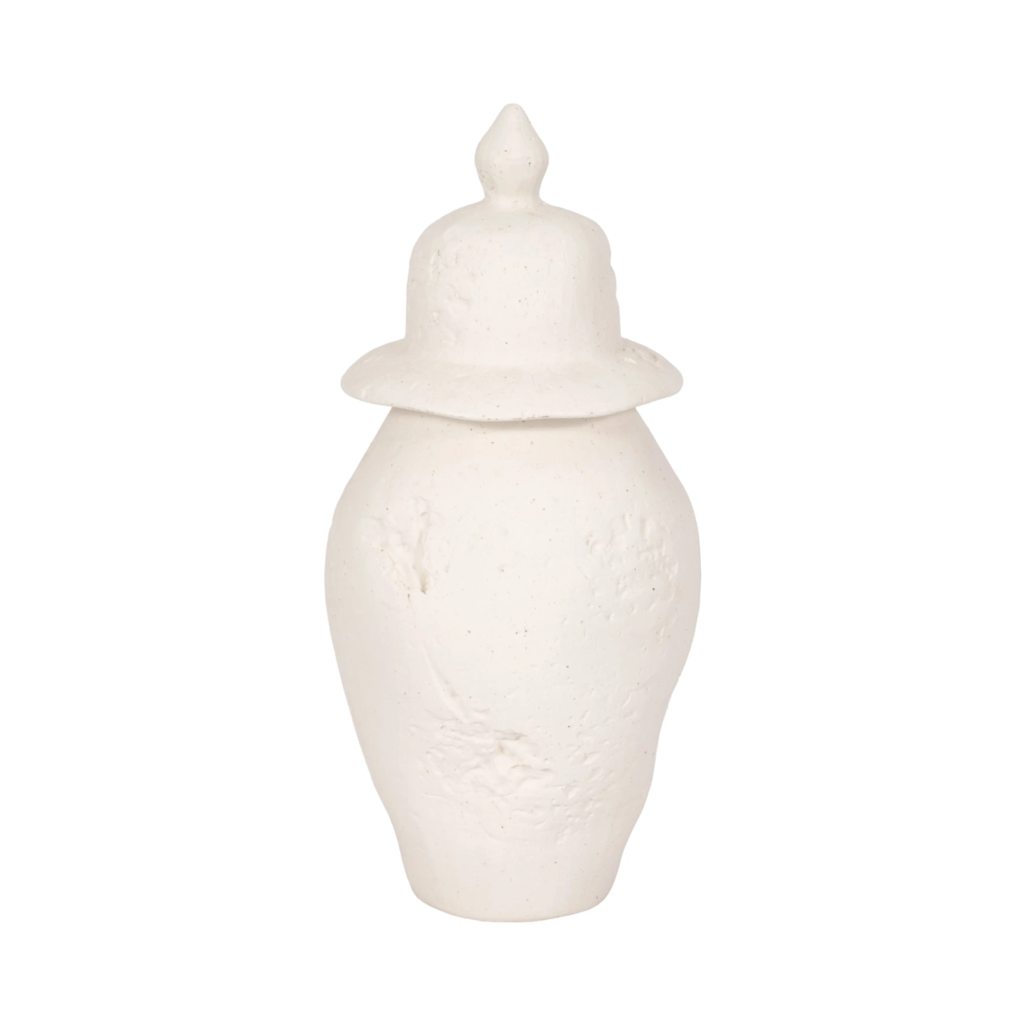 16x8" Cast Stone Finish Temple Jar, White