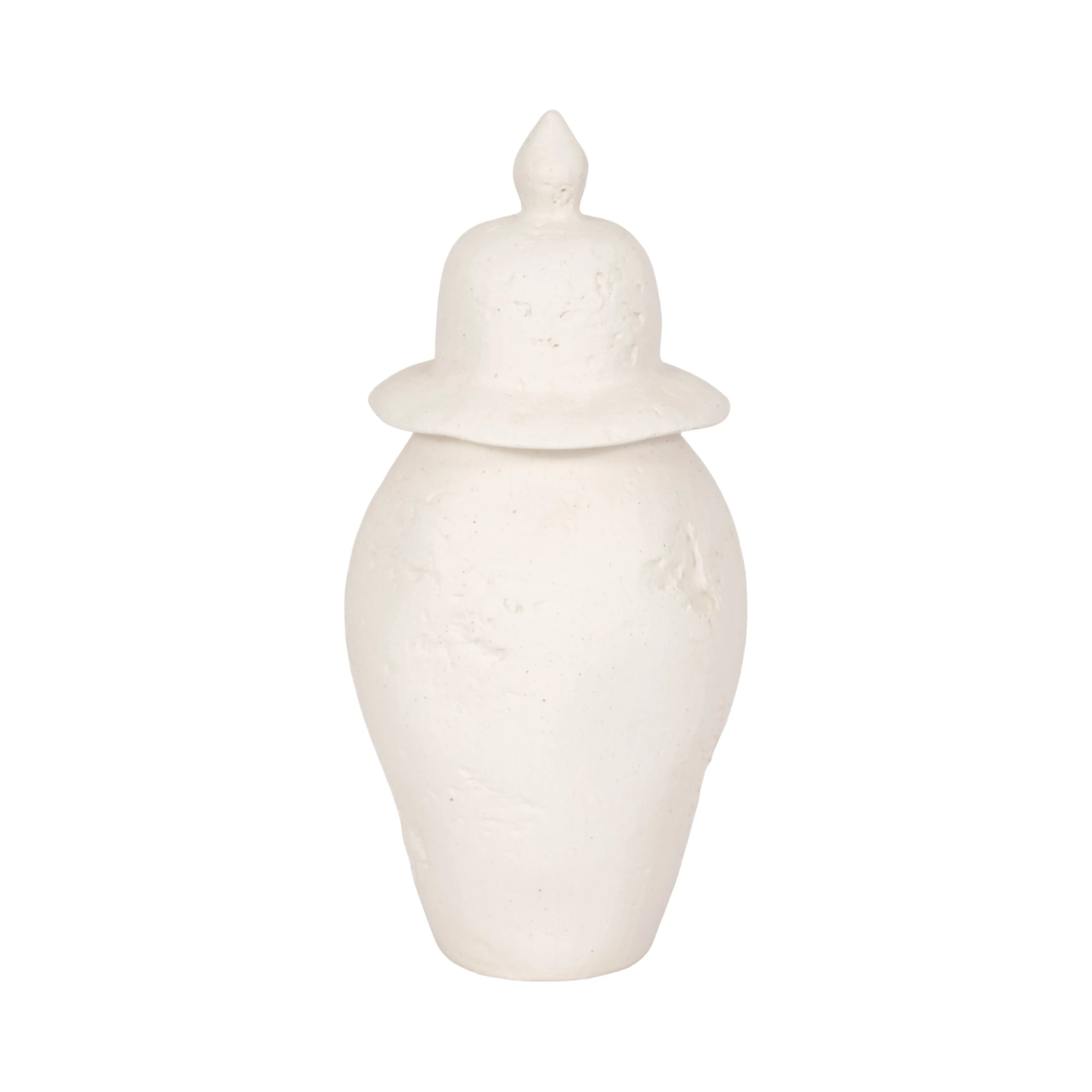 16x8" Cast Stone Finish Temple Jar, White