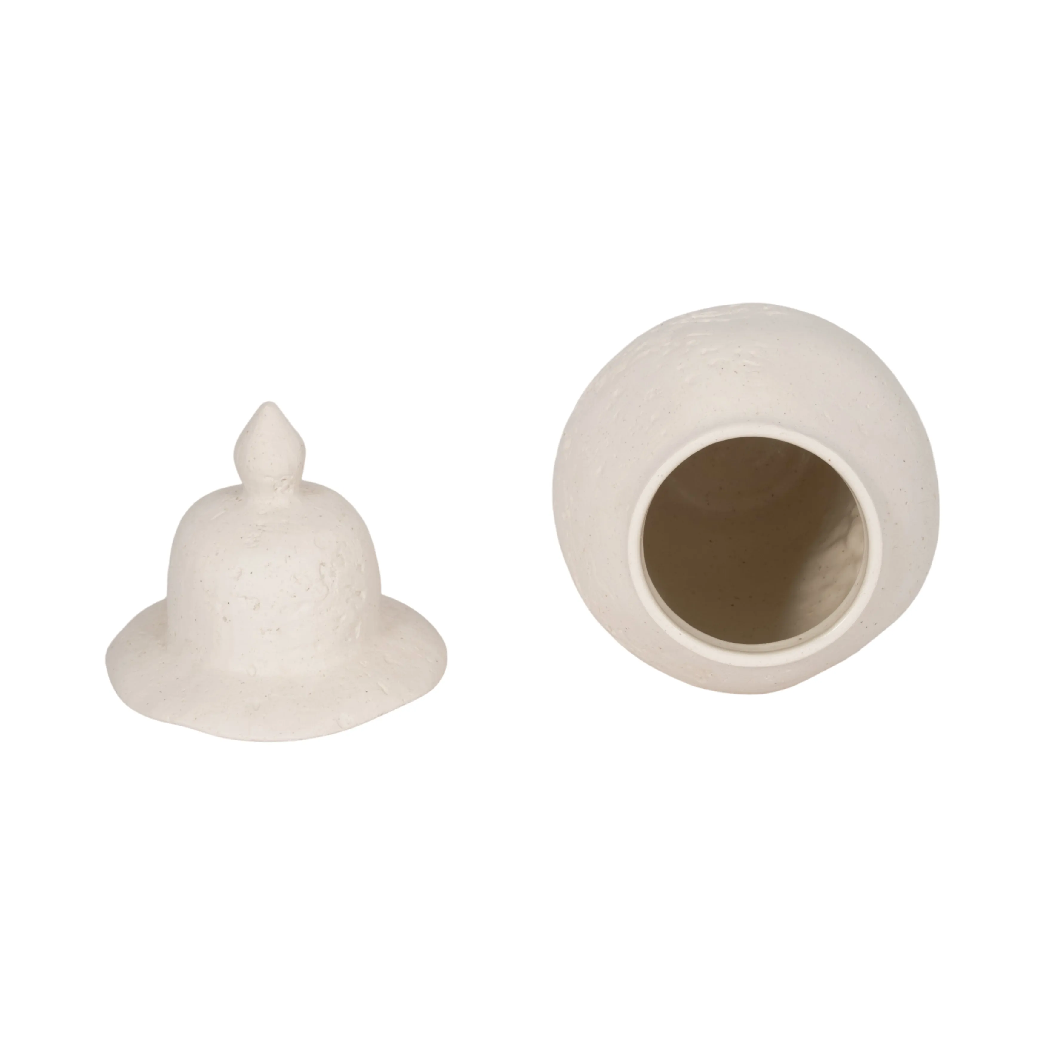 16x8" Cast Stone Finish Temple Jar, White
