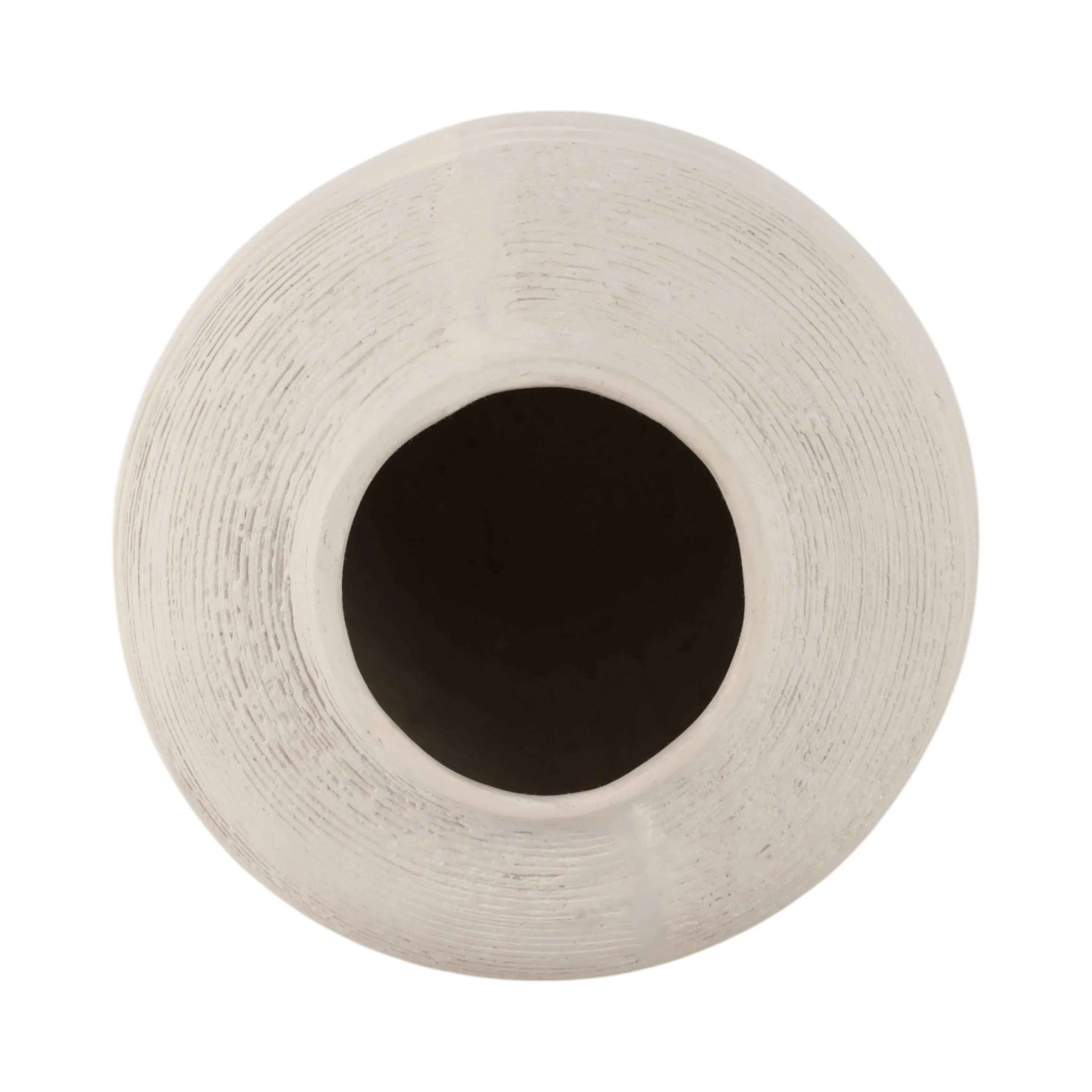 16x9" Paper Mache Ribbed Floor Vase, Ivory
