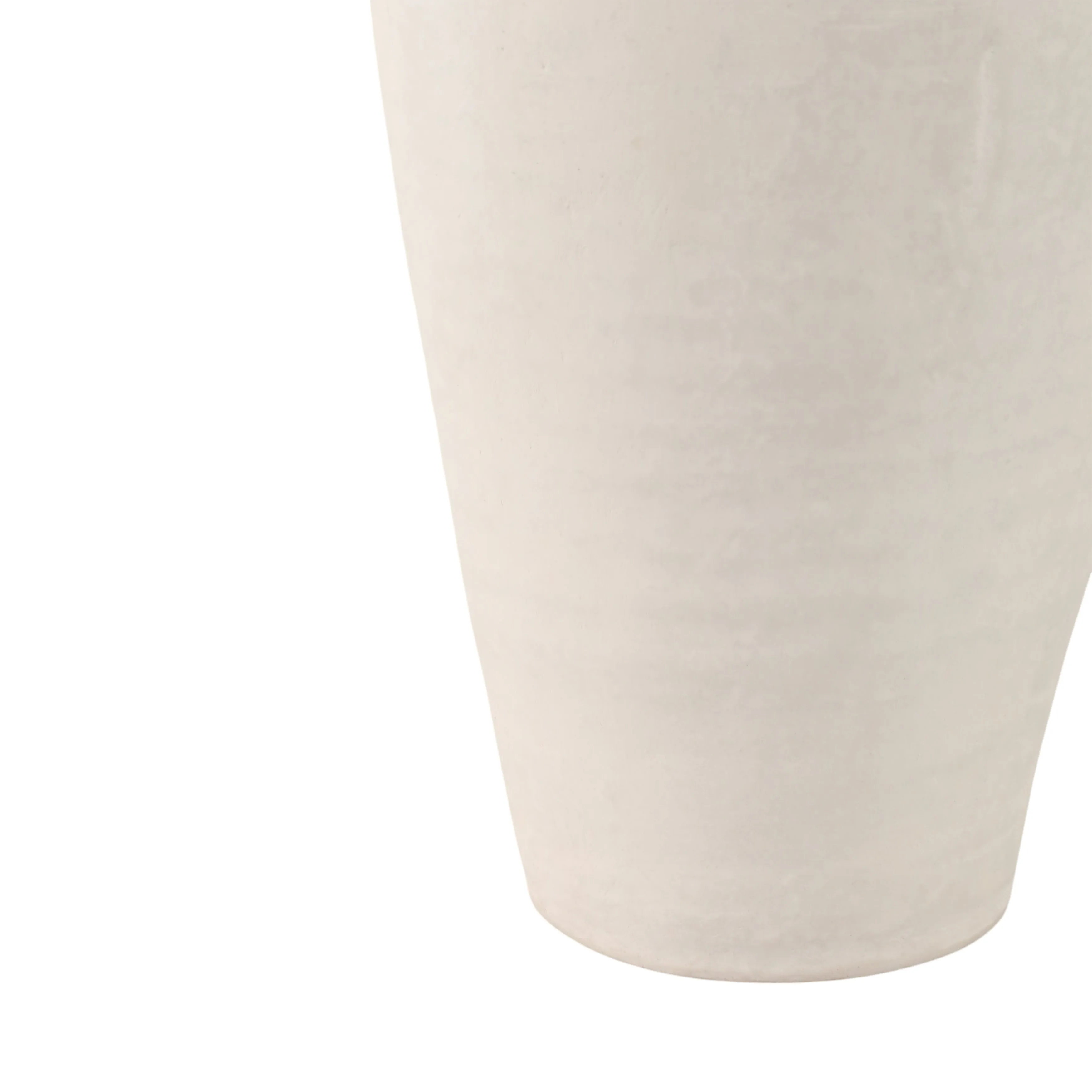 16x9" Paper Mache Ribbed Floor Vase, Ivory