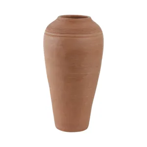 16x9" Terracotta Ribbed Floor Vase, Natural