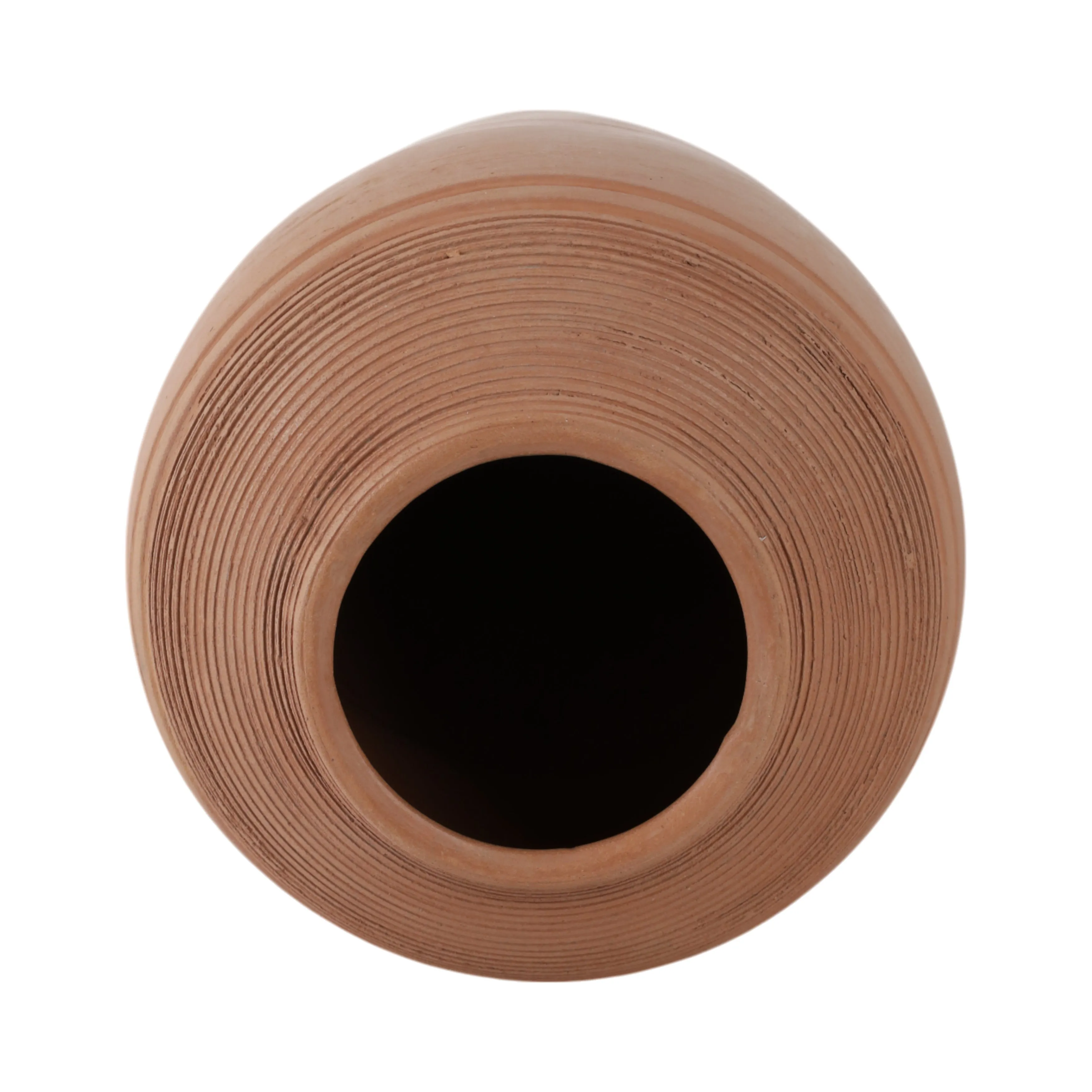 16x9" Terracotta Ribbed Floor Vase, Natural