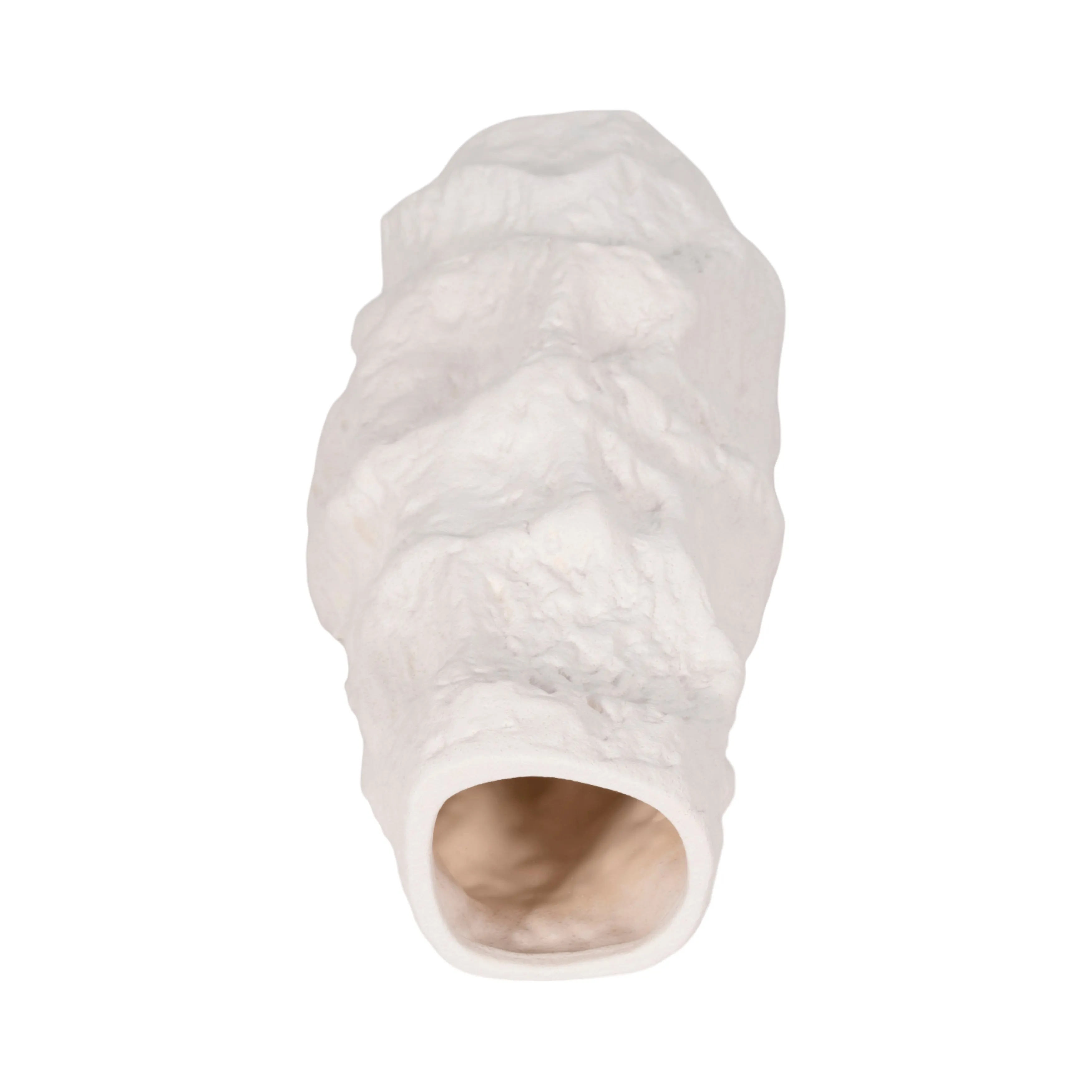 17" Jagged Textured Vase, White