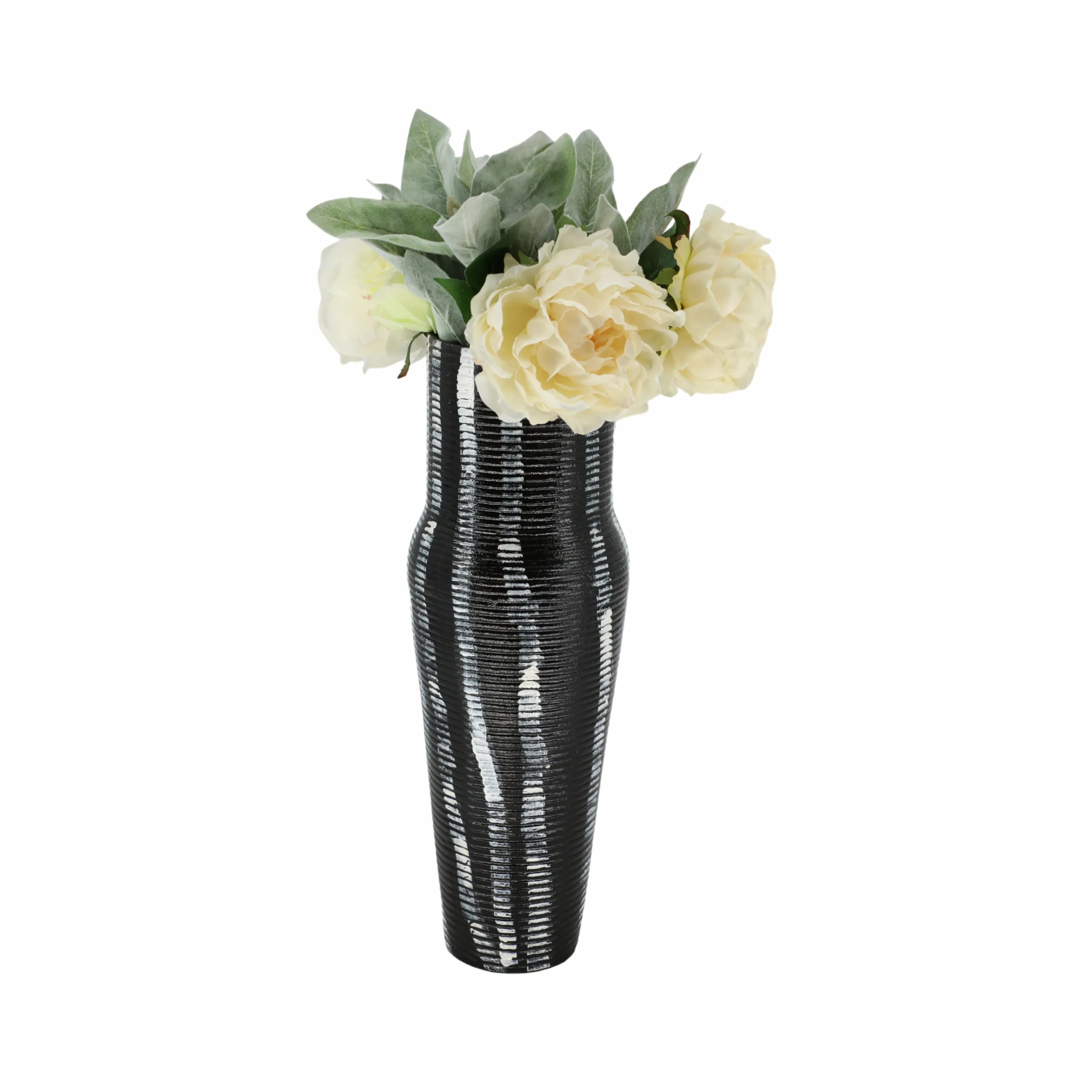 17" Percy Patterned Gray Metal Vase