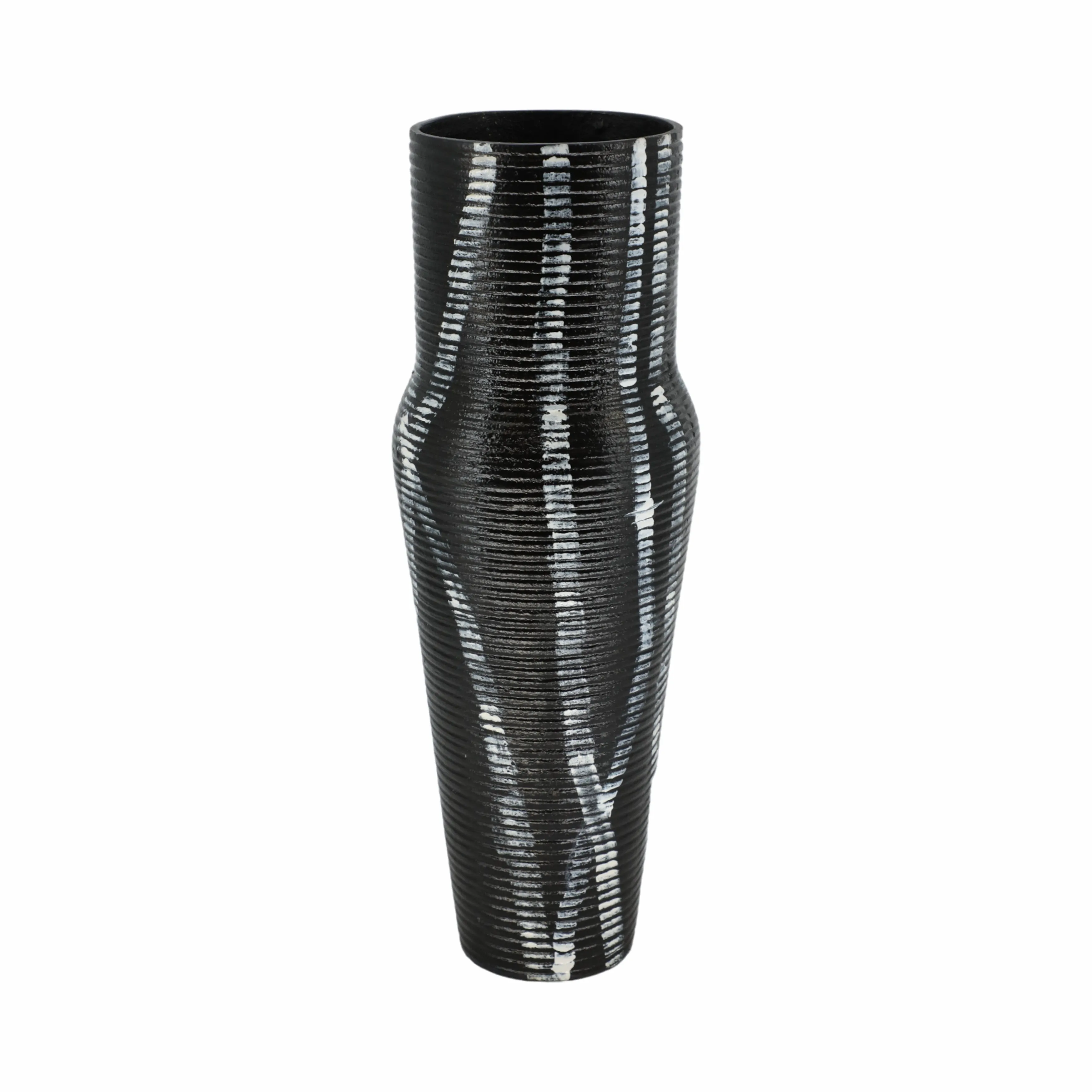 17" Percy Patterned Gray Metal Vase