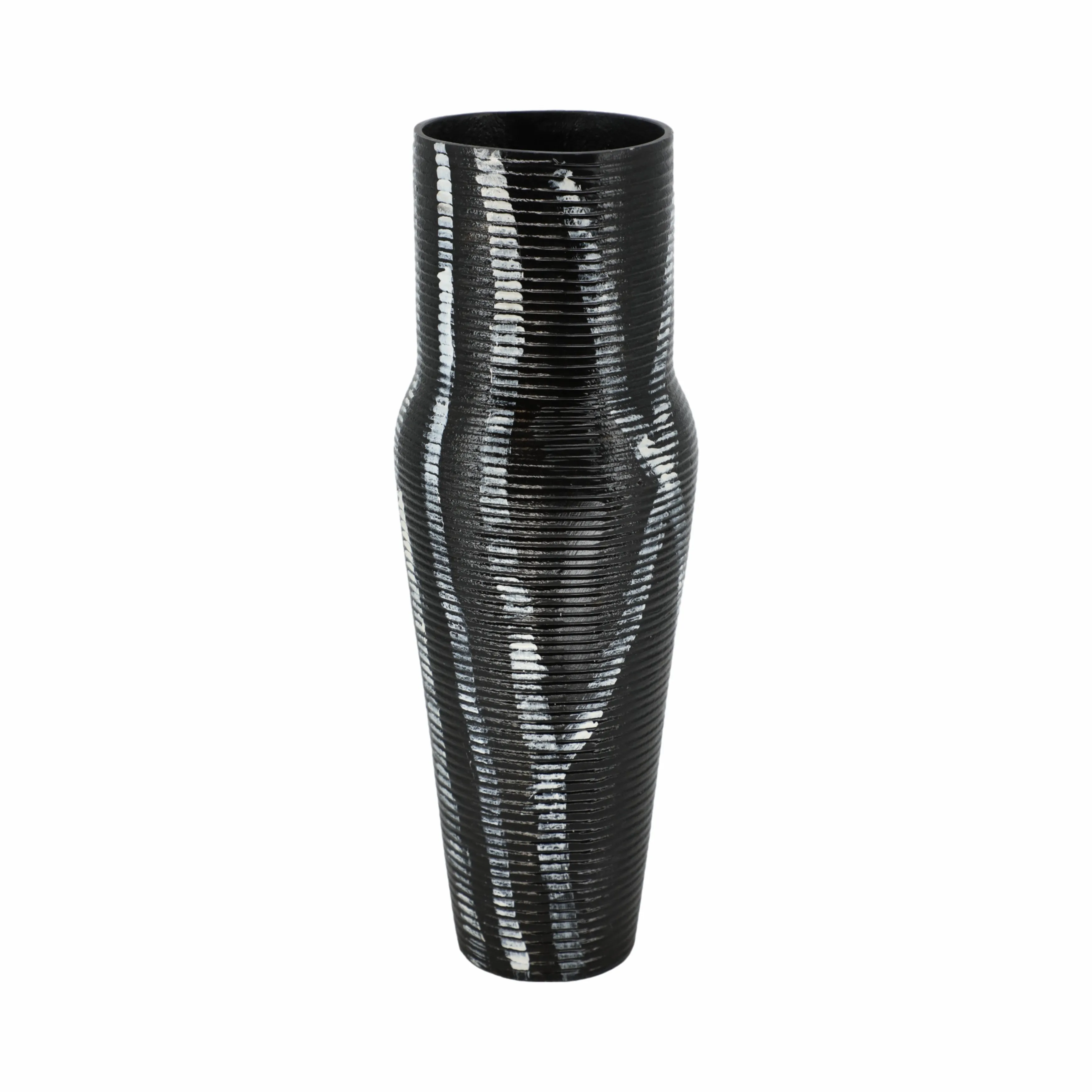 17" Percy Patterned Gray Metal Vase