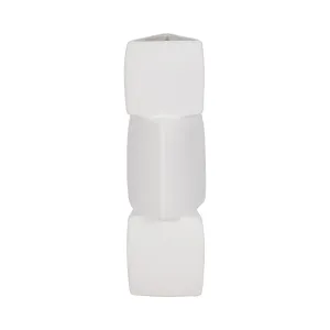 17" Stacked Triangle Rough Vase,ivory