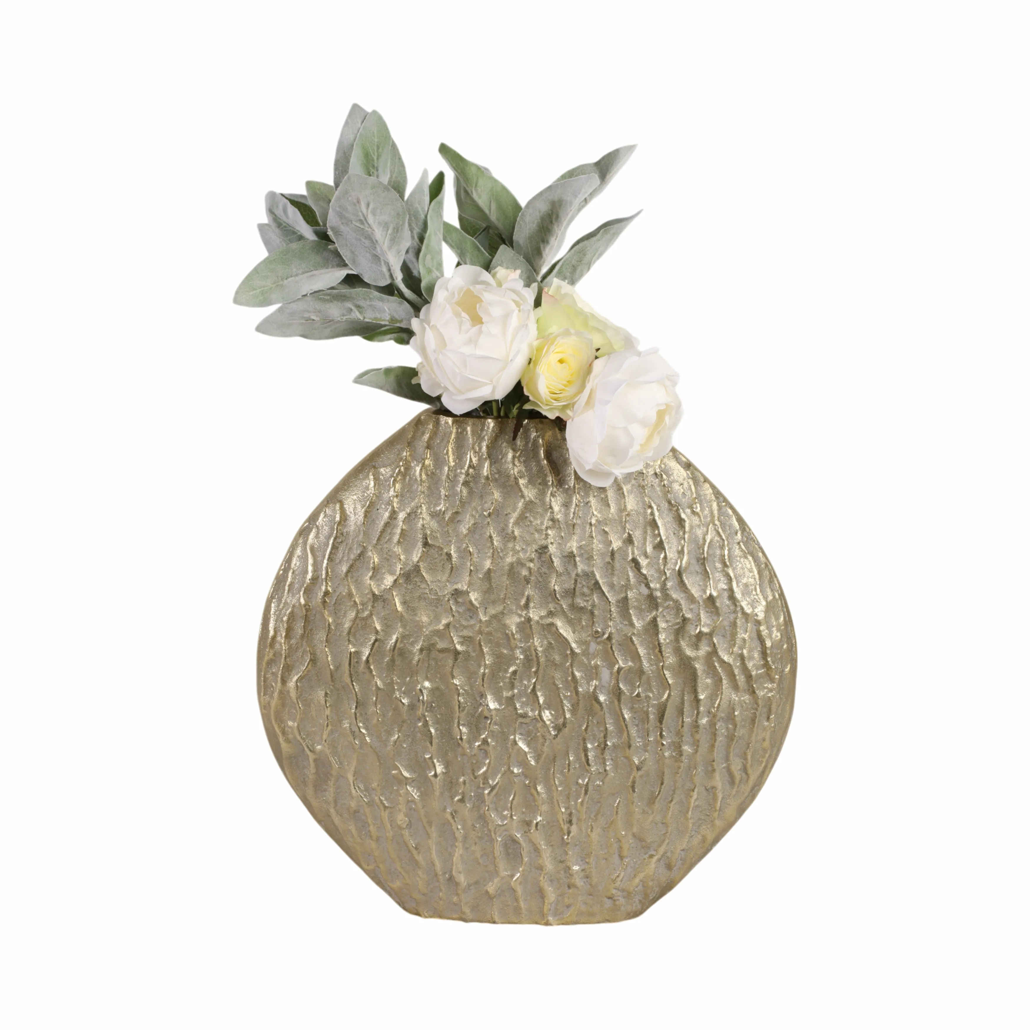 17" Utica Small Metal Vase, Gold