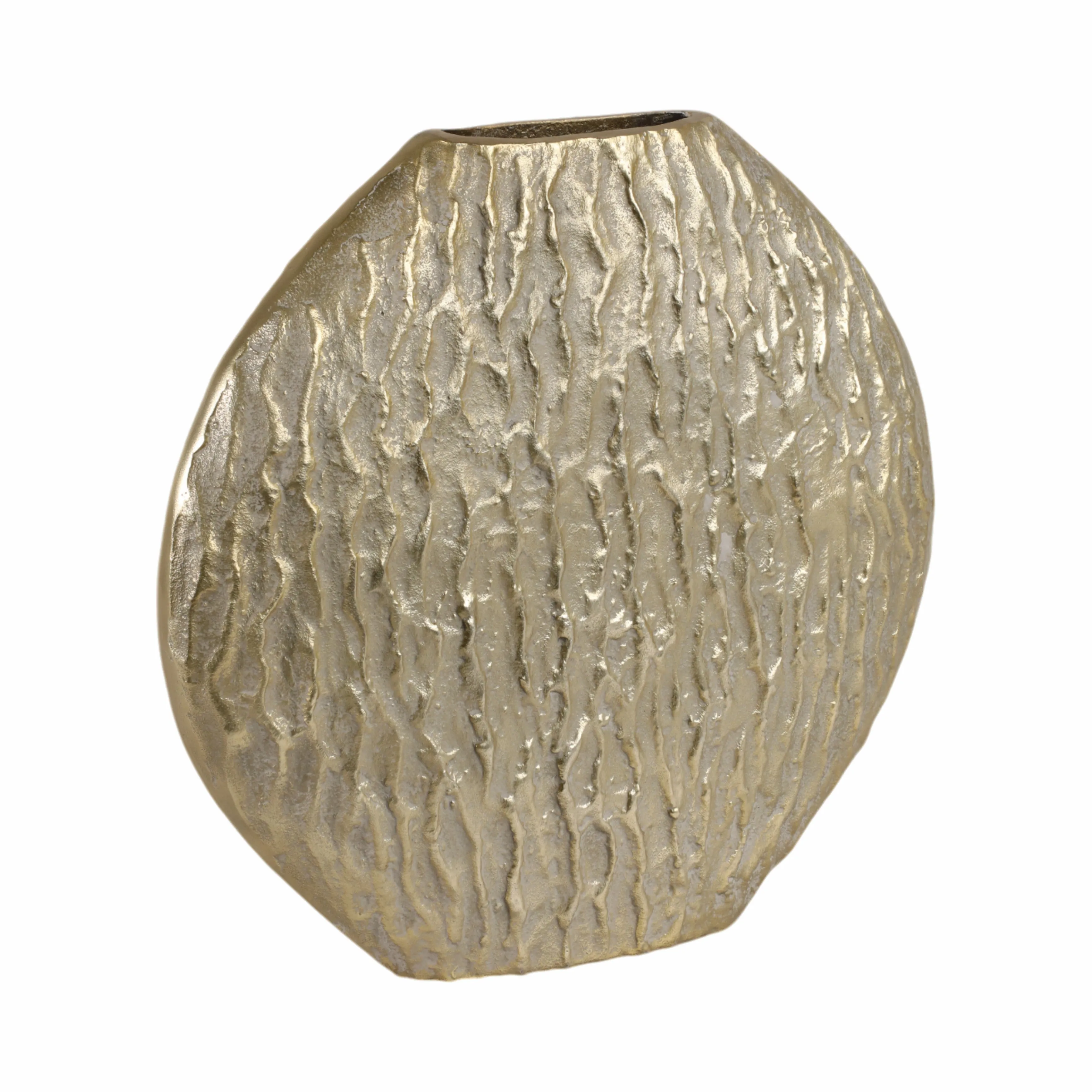 17" Utica Small Metal Vase, Gold