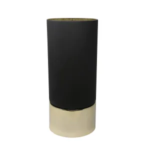 18.75" Glass Hurricane W/ Metal Base, Black/Gold