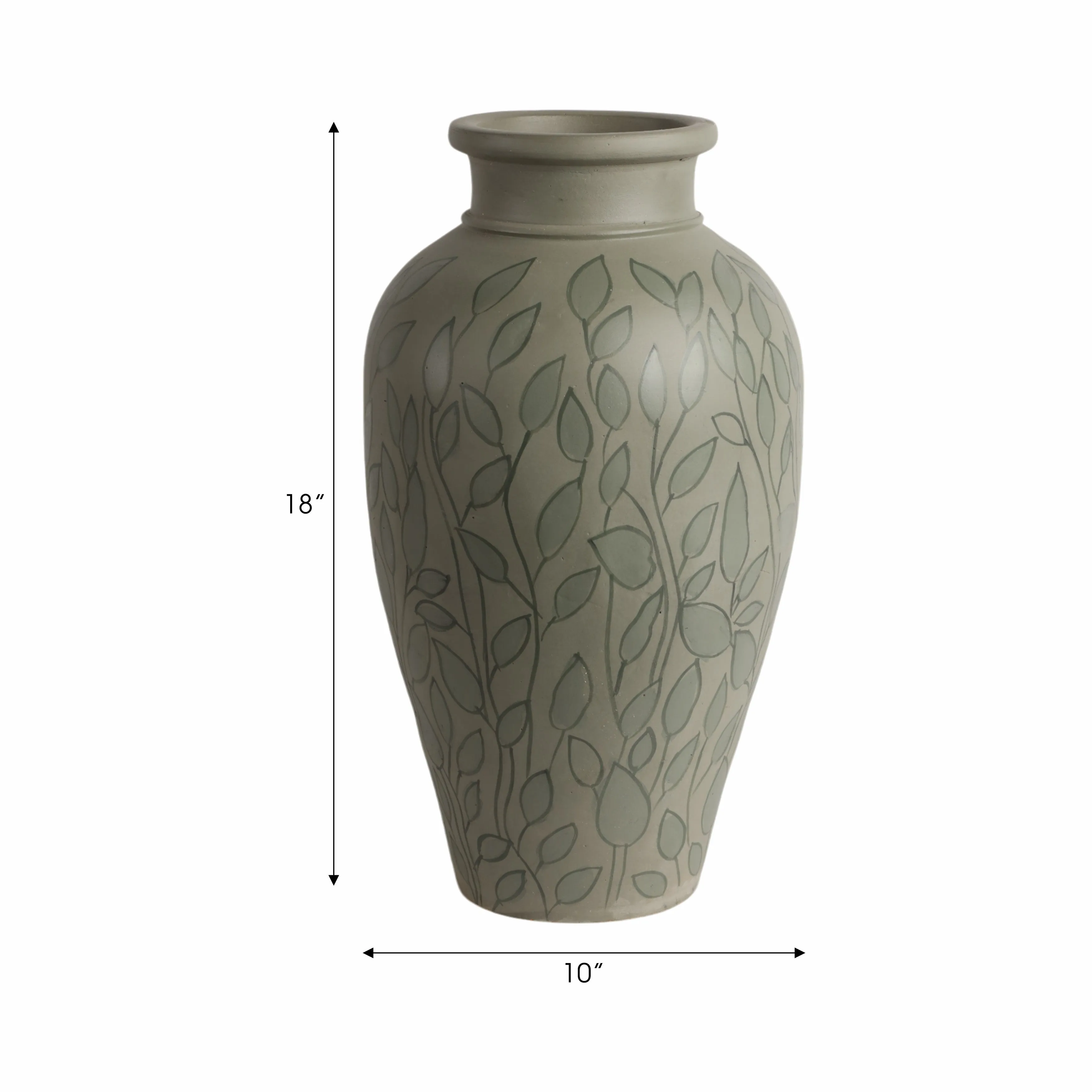 18" Macaire Large Green Vase