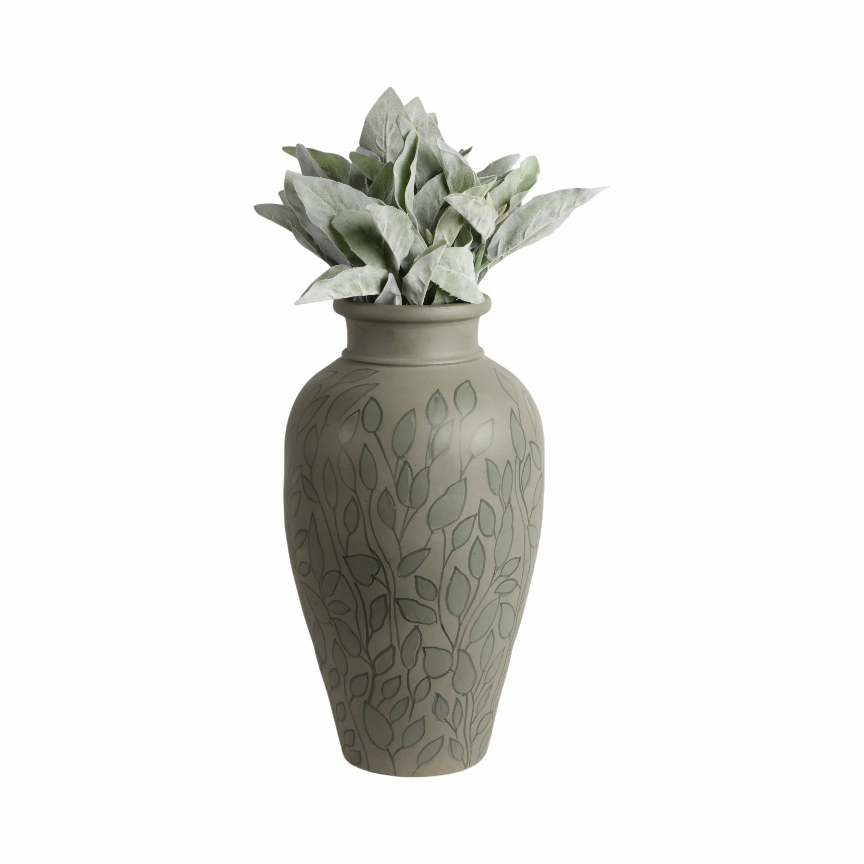 18" Macaire Large Green Vase