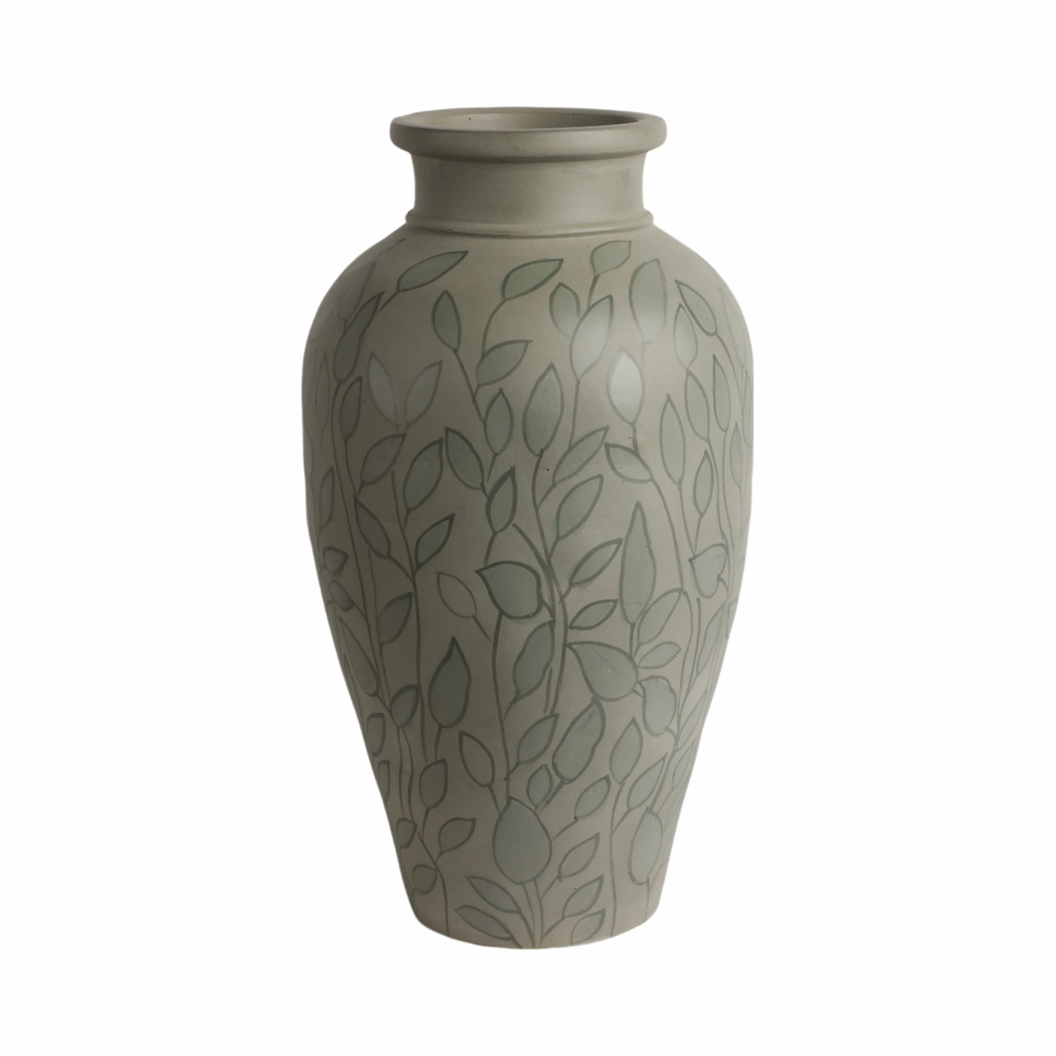 18" Macaire Large Green Vase
