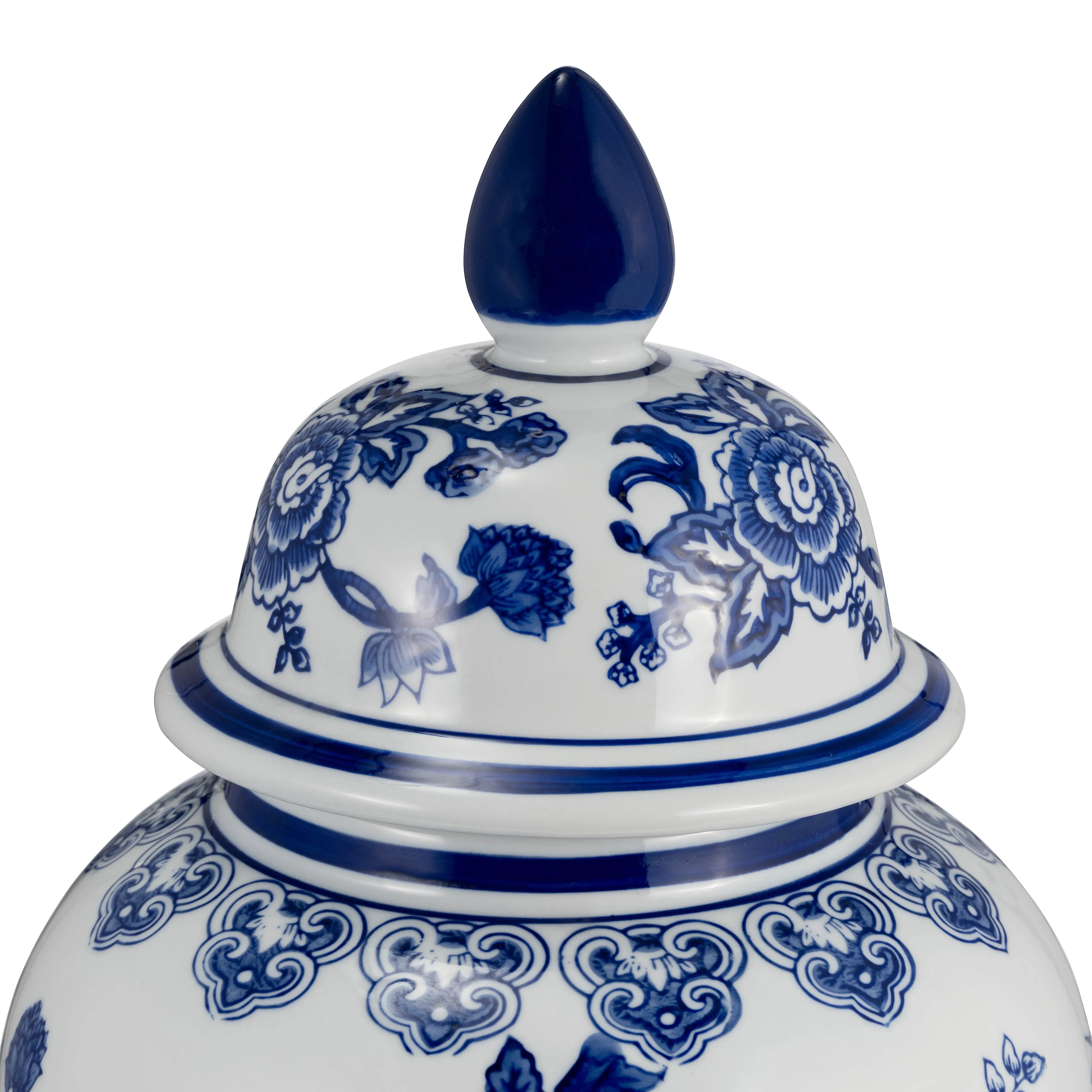 18" TEMPLE JAR BIRD/FLOWER, BLUE