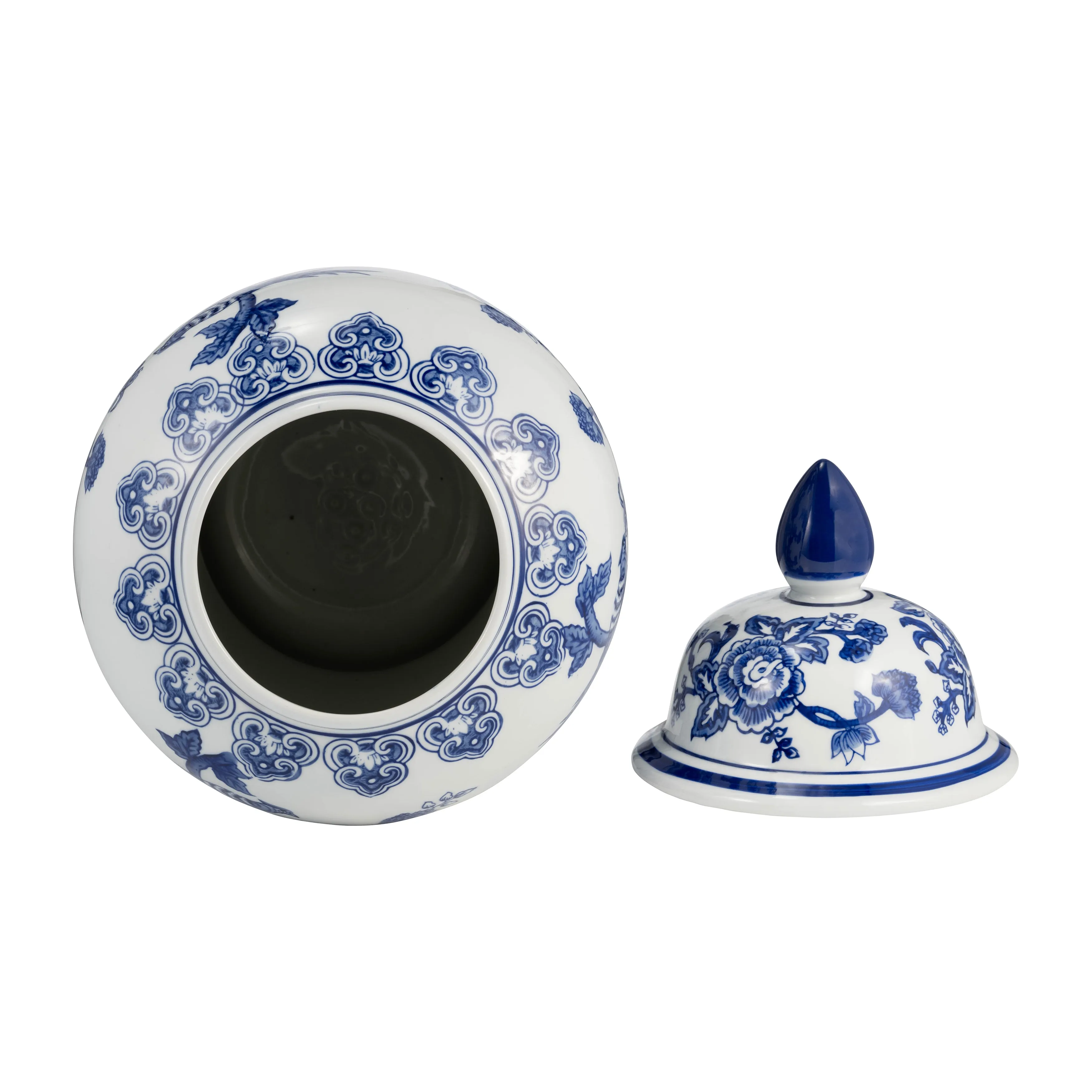 18" TEMPLE JAR BIRD/FLOWER, BLUE