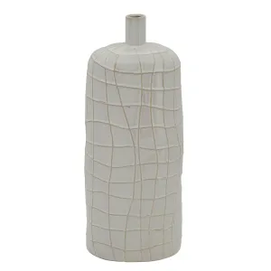 18"H TEXTURED VASE, WHITE