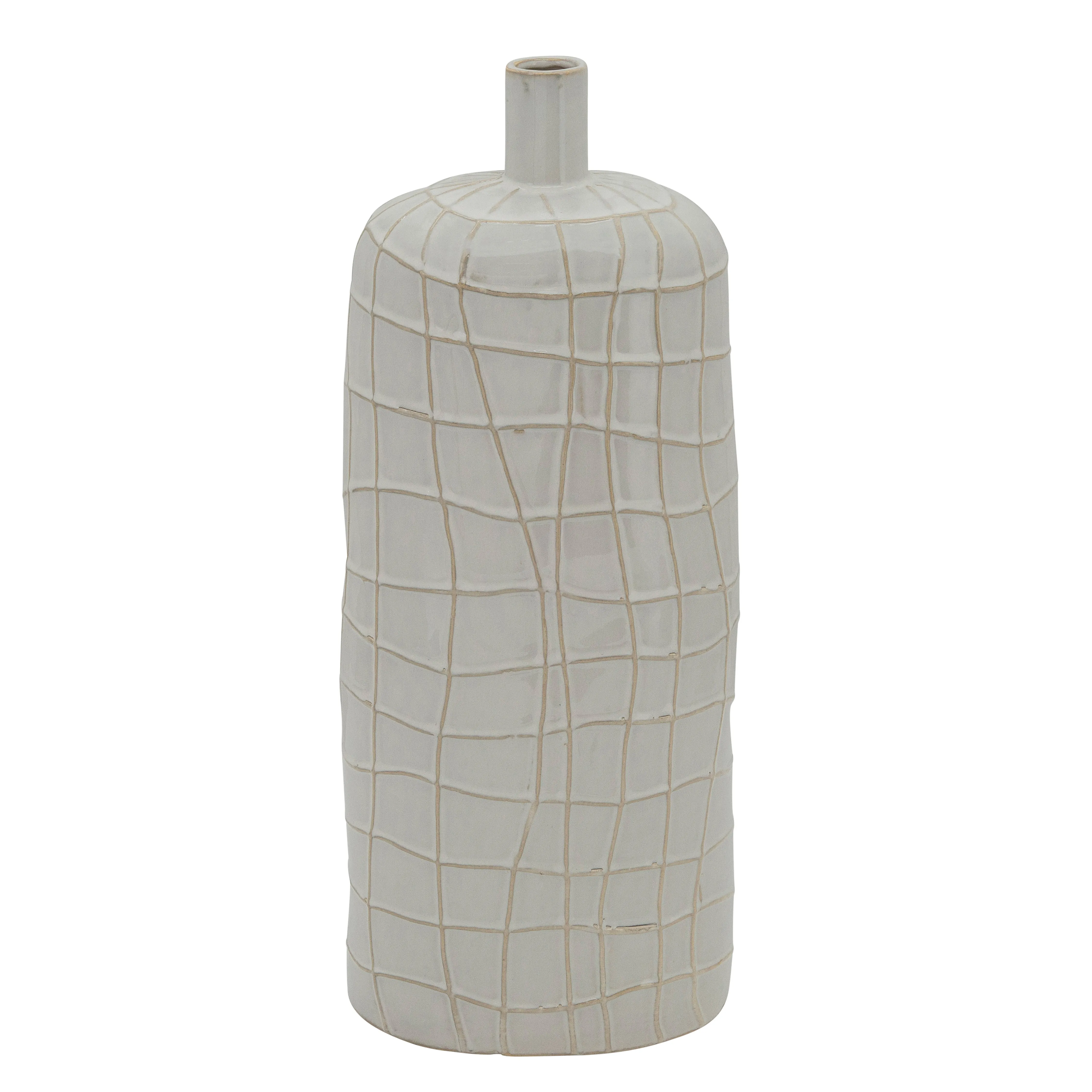 18"H TEXTURED VASE, WHITE