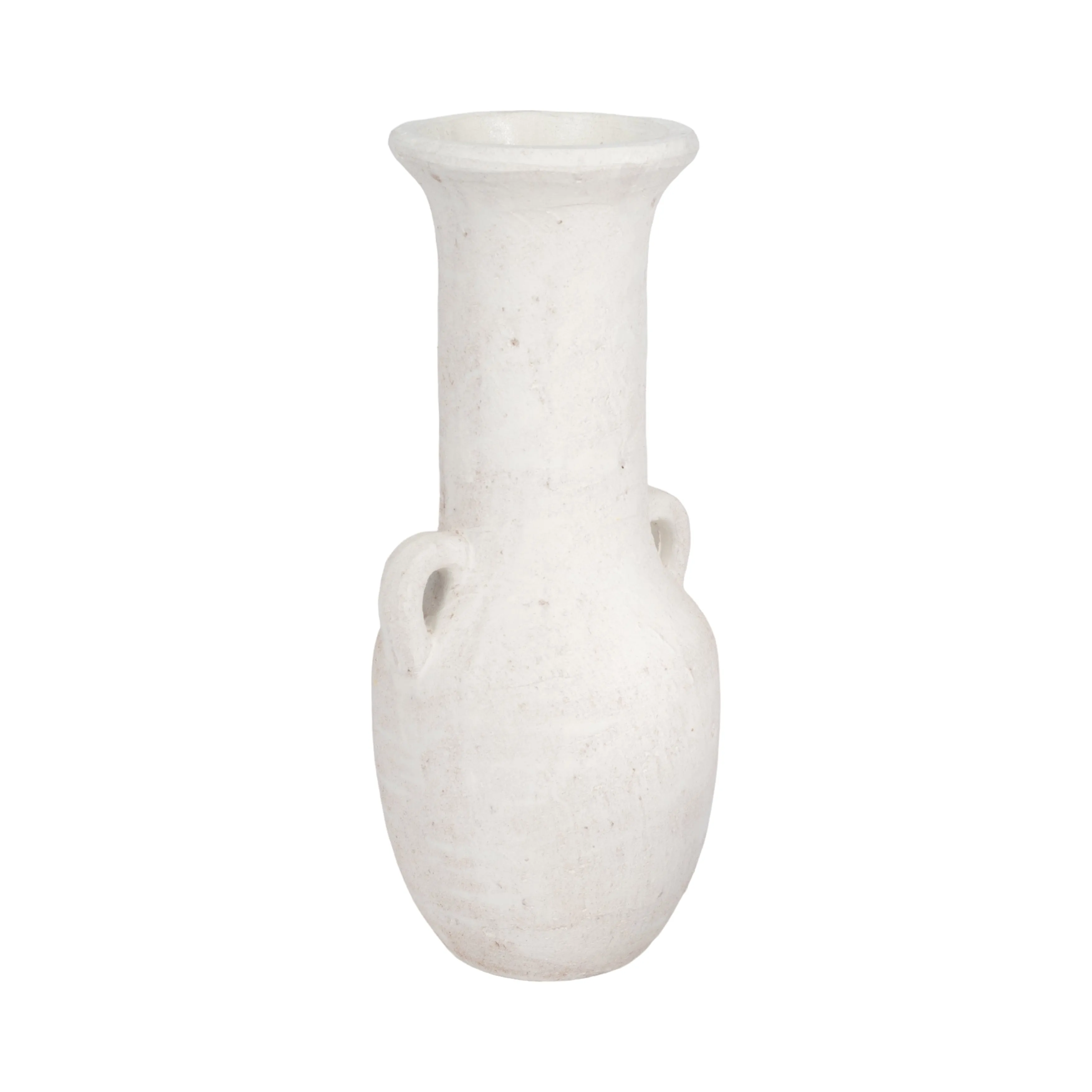 19" Terracotta Nomad Vase Rough Finish, White