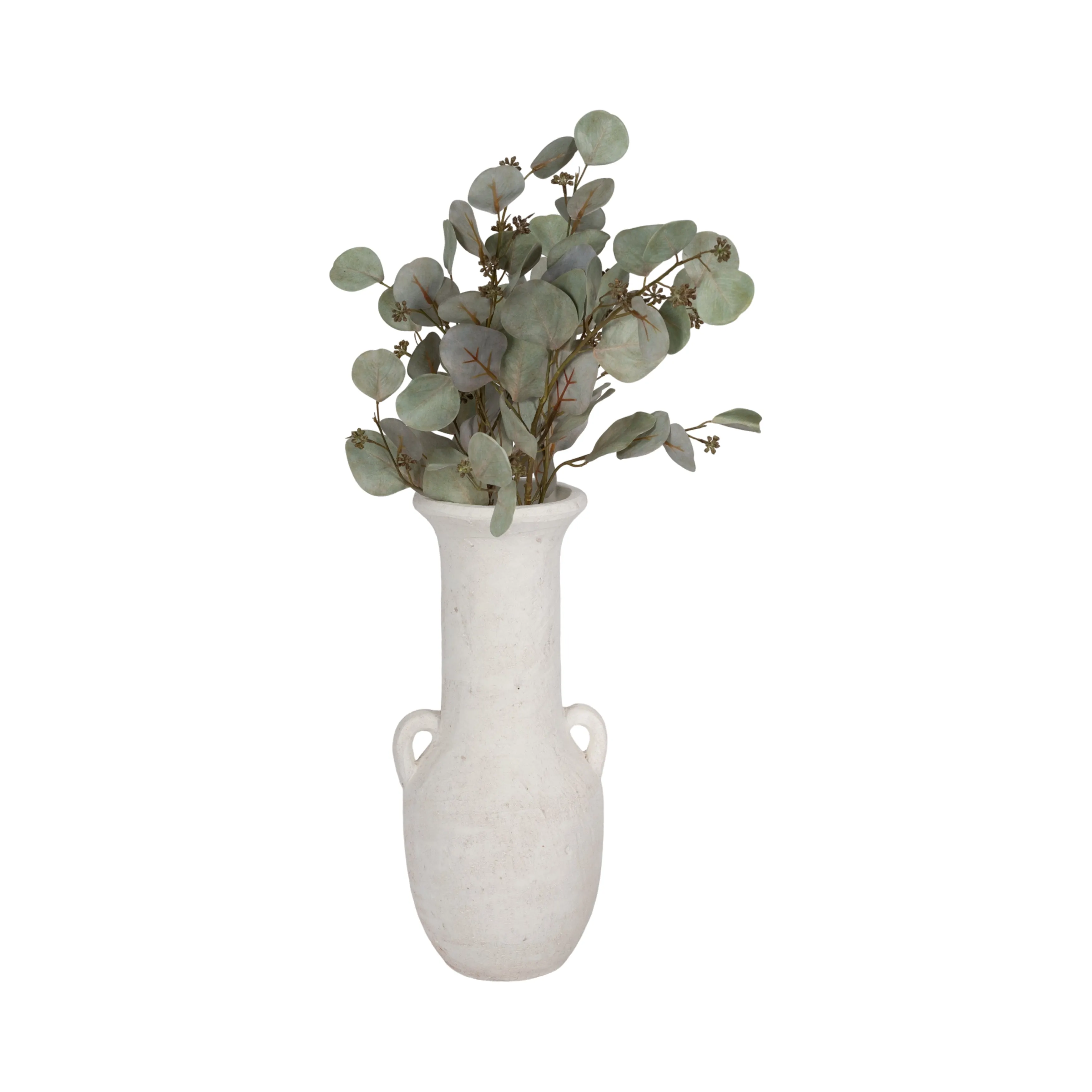 19" Terracotta Nomad Vase Rough Finish, White
