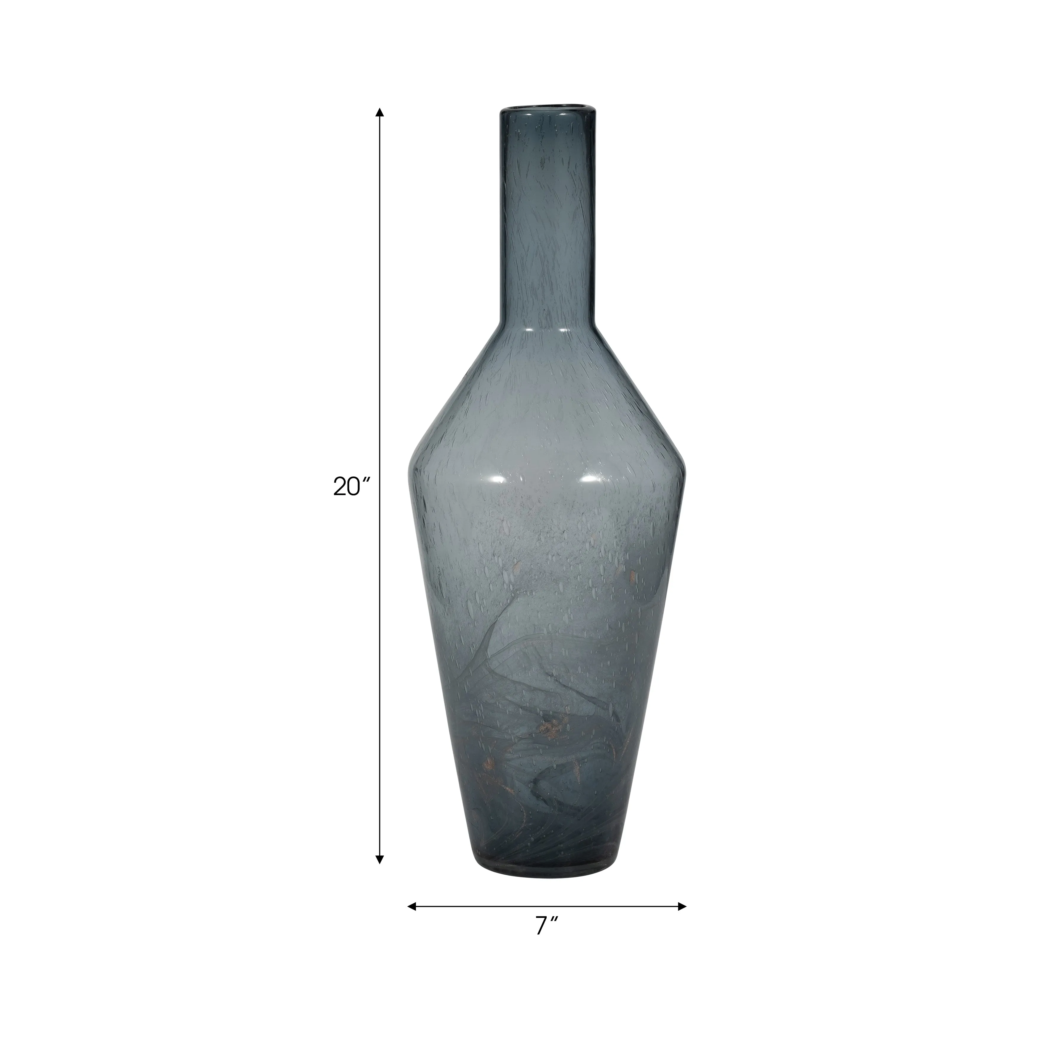 20" ABIGAIL LARGE BLUE SWIRL GLASS VASE
