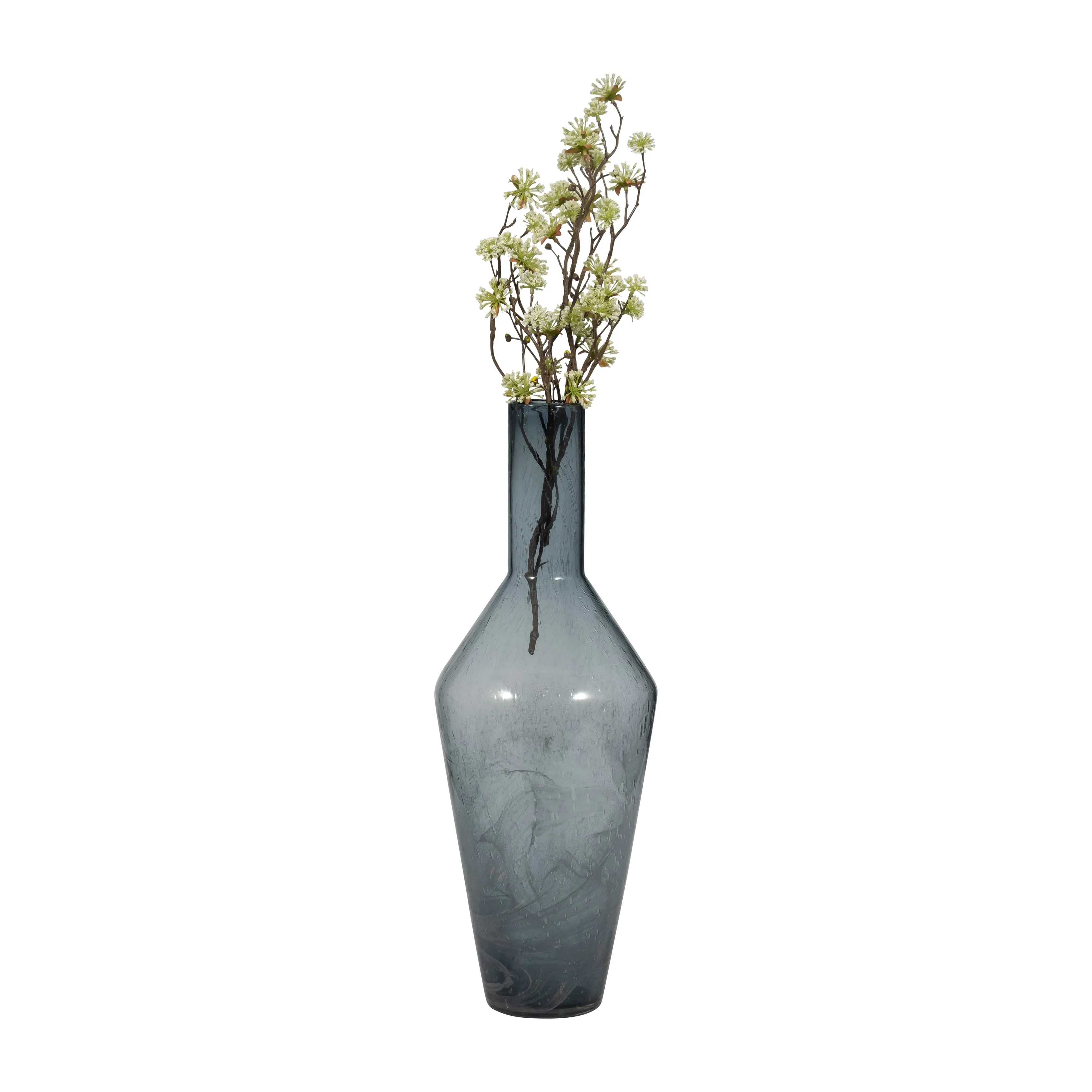 20" ABIGAIL LARGE BLUE SWIRL GLASS VASE
