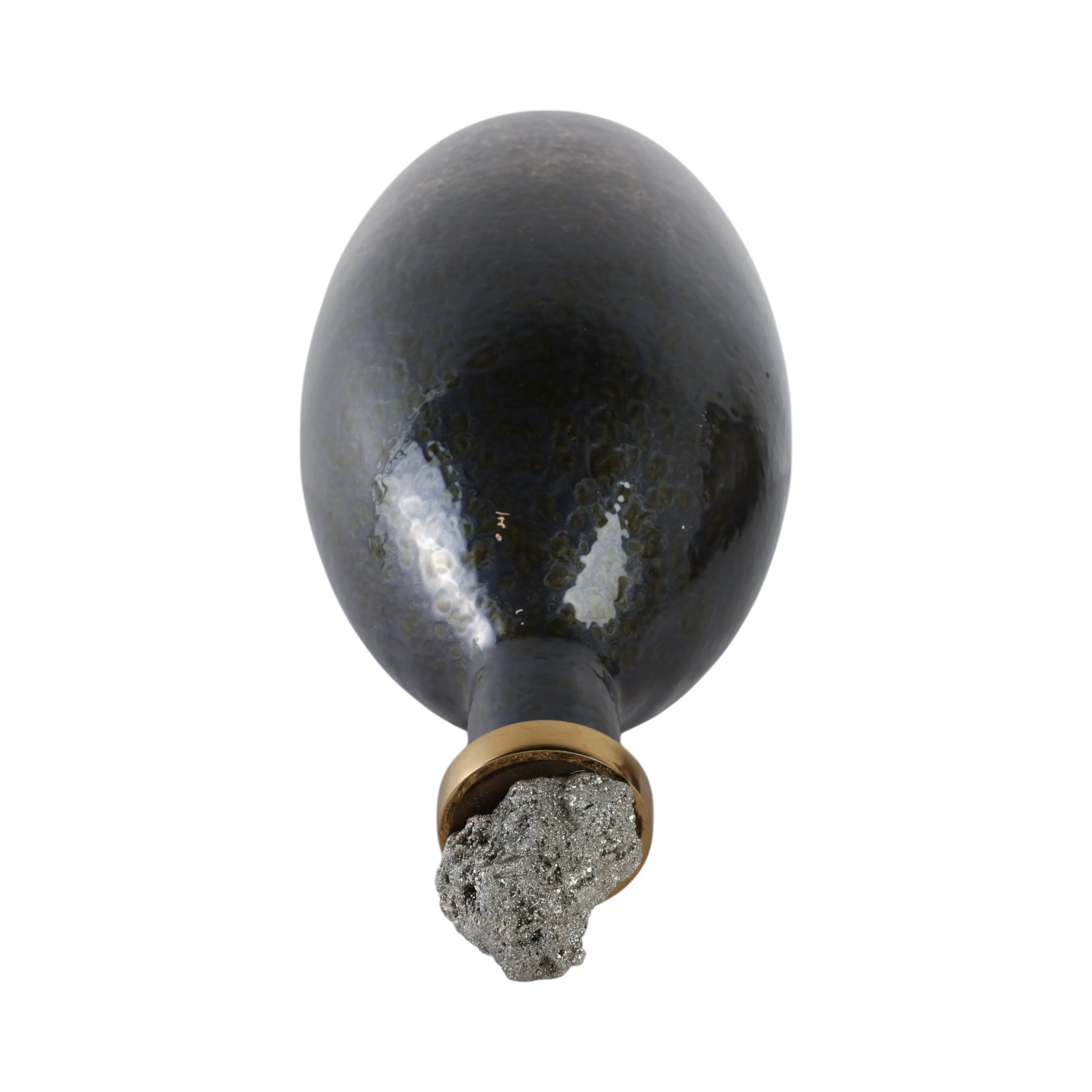 20" Arielle Large Pyrite Stone And Glass Bottle