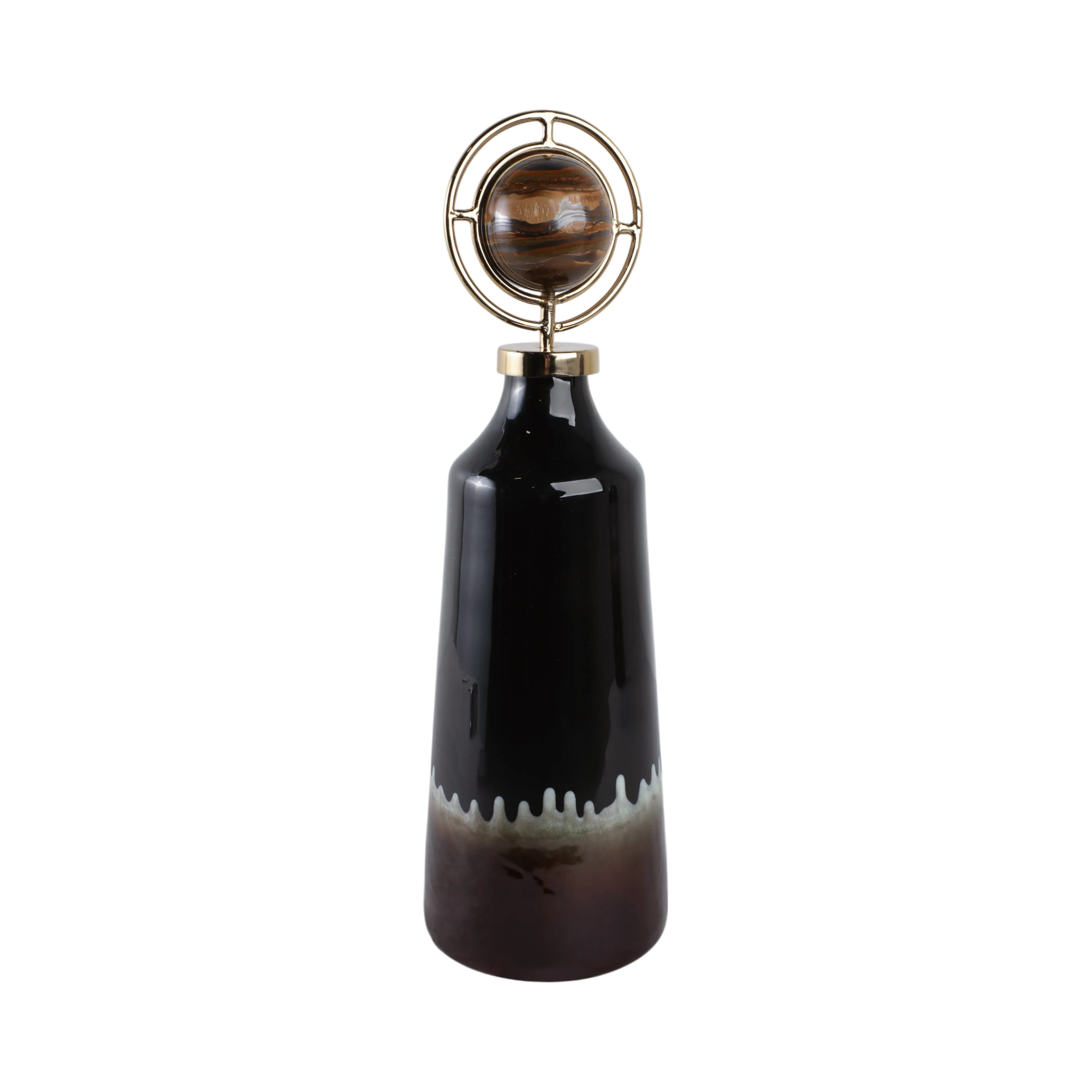 20" Oscar Small Tiger's Eye Stone And Metal Bottle