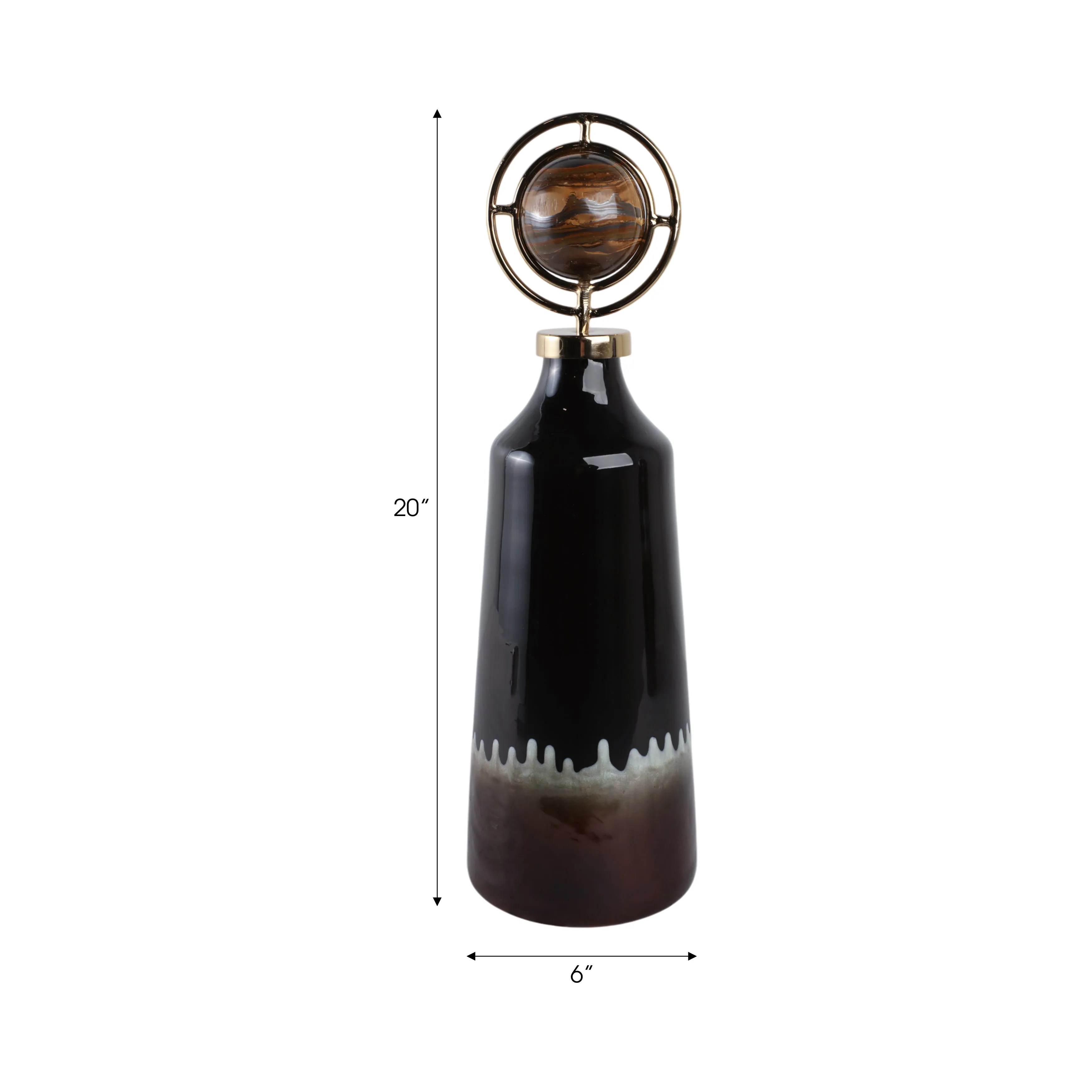 20" Oscar Small Tiger's Eye Stone And Metal Bottle